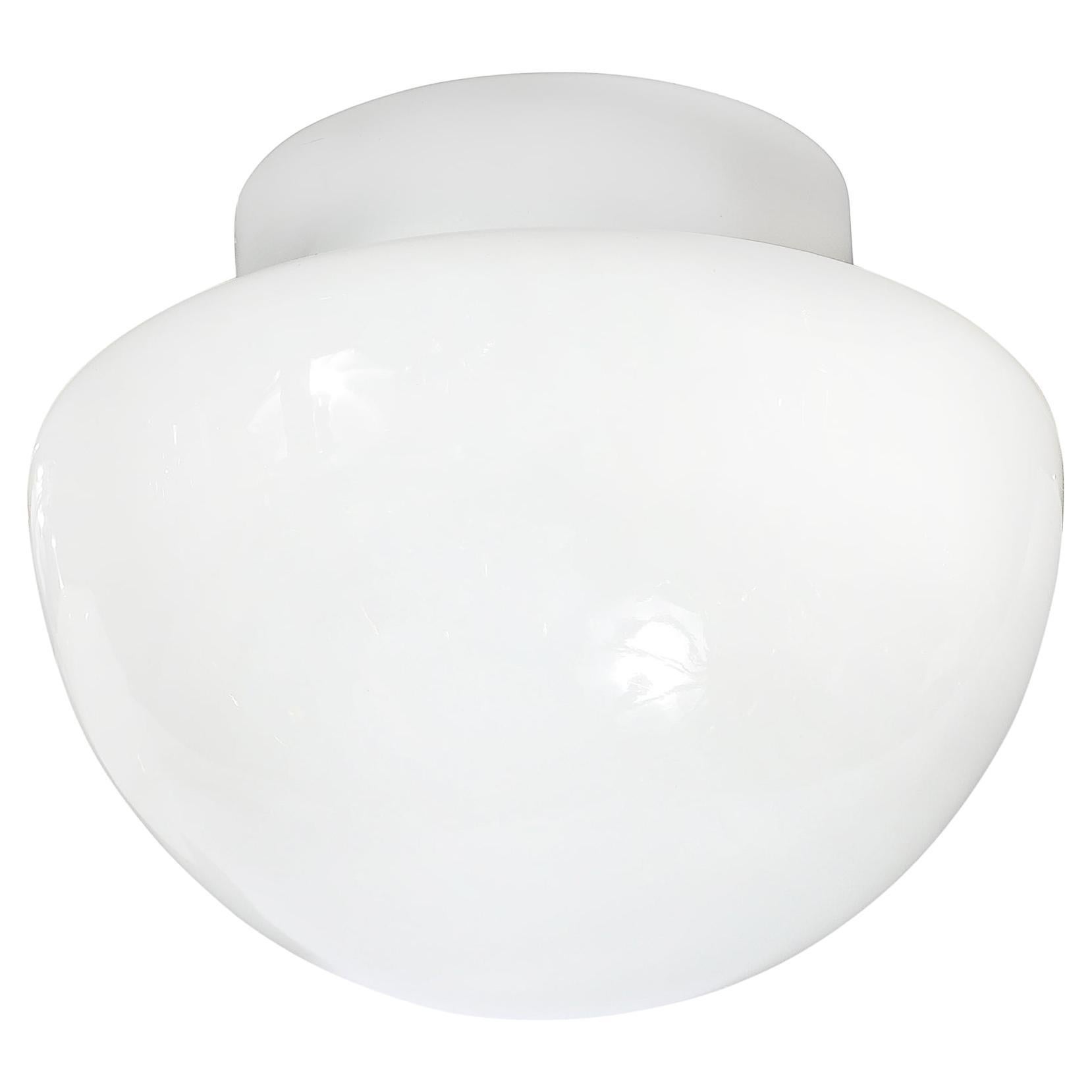 Mid-Century Reverse Dome Form Milk Glass Flush Mount Chandelier by Lightolier