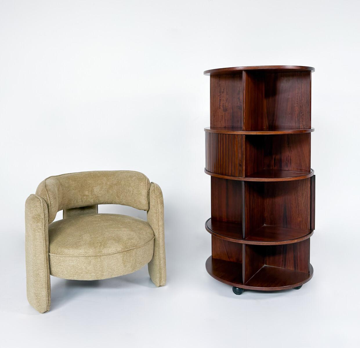 Mid-Century Revolving Bookcase with Shutters attributed to Gianfranco Frattini For Sale 3