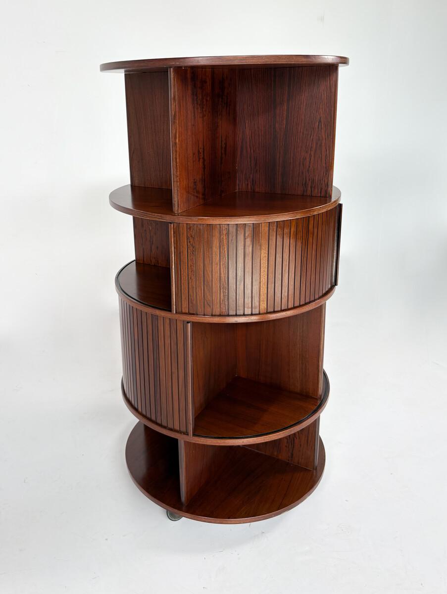 Italian Mid-Century Revolving Bookcase with Shutters attributed to Gianfranco Frattini For Sale