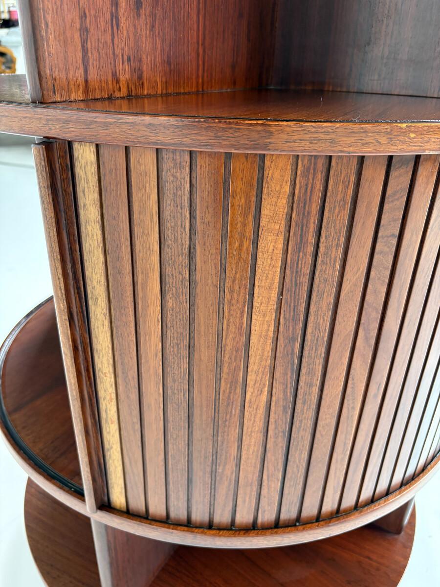 Wood Mid-Century Revolving Bookcase with Shutters attributed to Gianfranco Frattini For Sale
