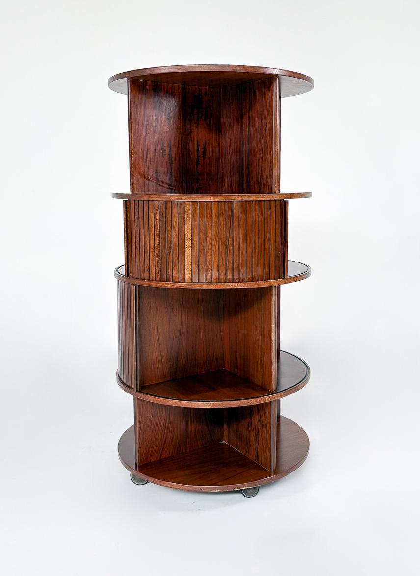 Mid-Century Revolving Bookcase with Shutters attributed to Gianfranco Frattini For Sale 2