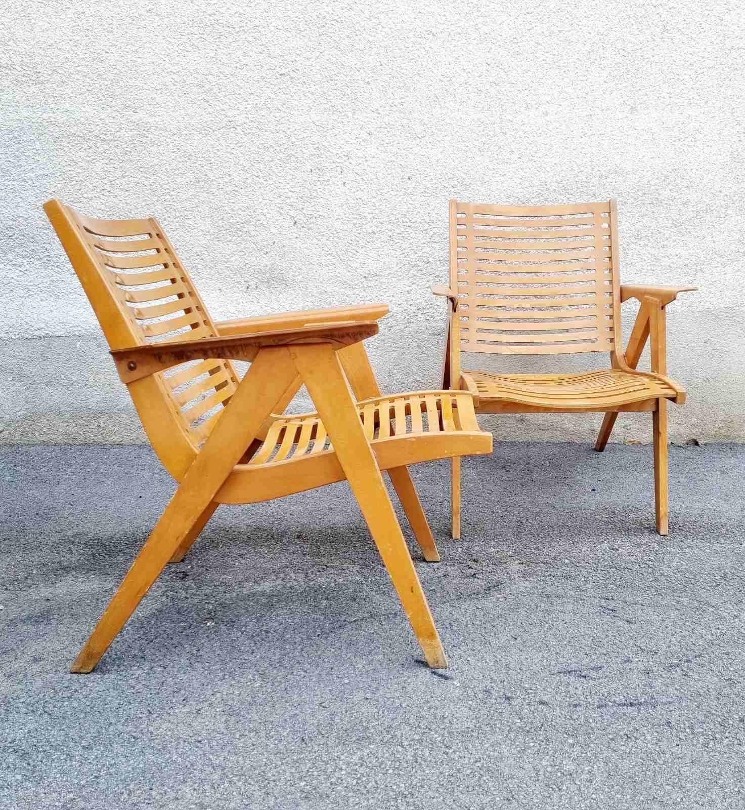 Slovenian Mid Century Rex Lounge Armchairs Model 120 Designed by Niko Kralj, Slovenia 60s For Sale