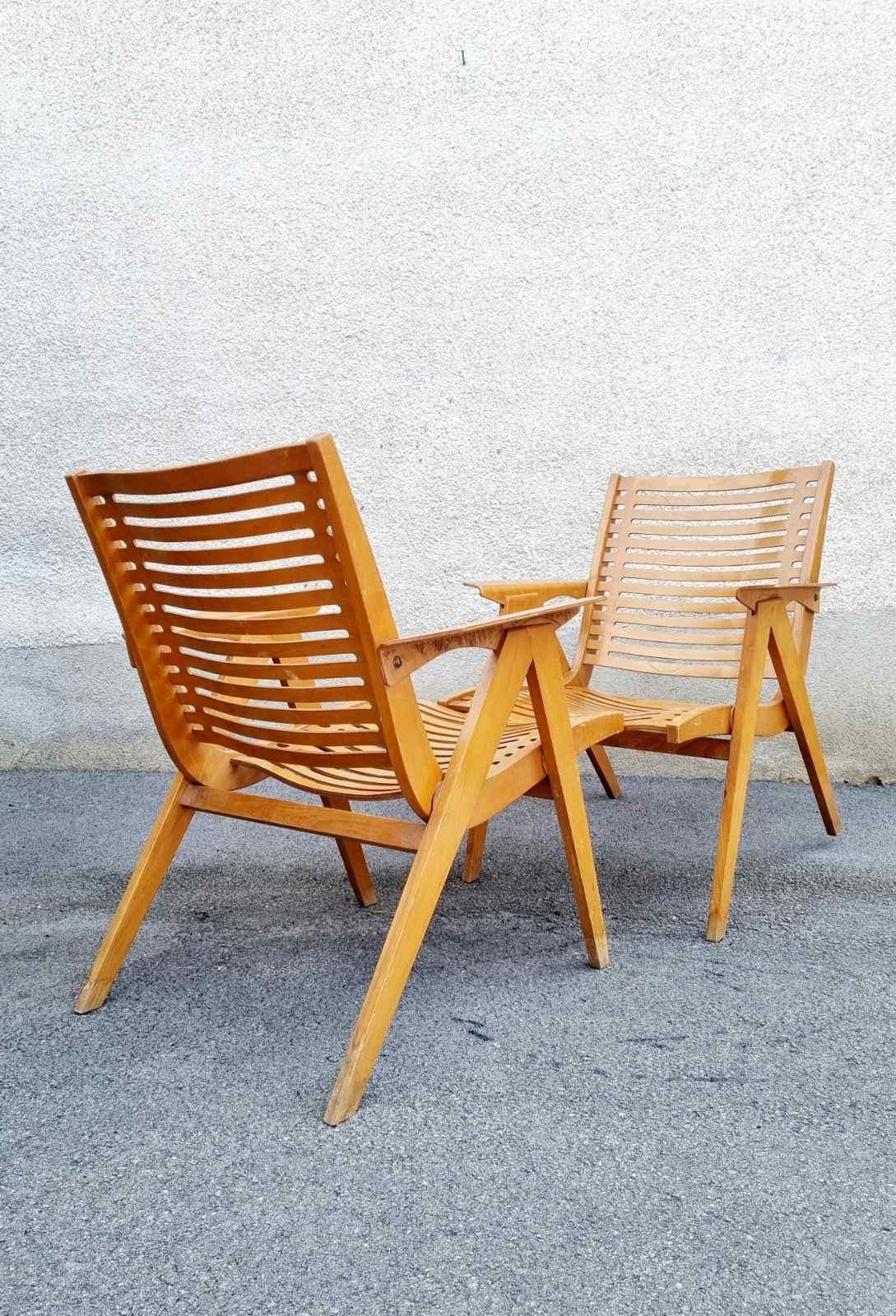 Mid Century Rex Lounge Armchairs Model 120 Designed by Niko Kralj, Slovenia 60s In Good Condition For Sale In Lucija, SI