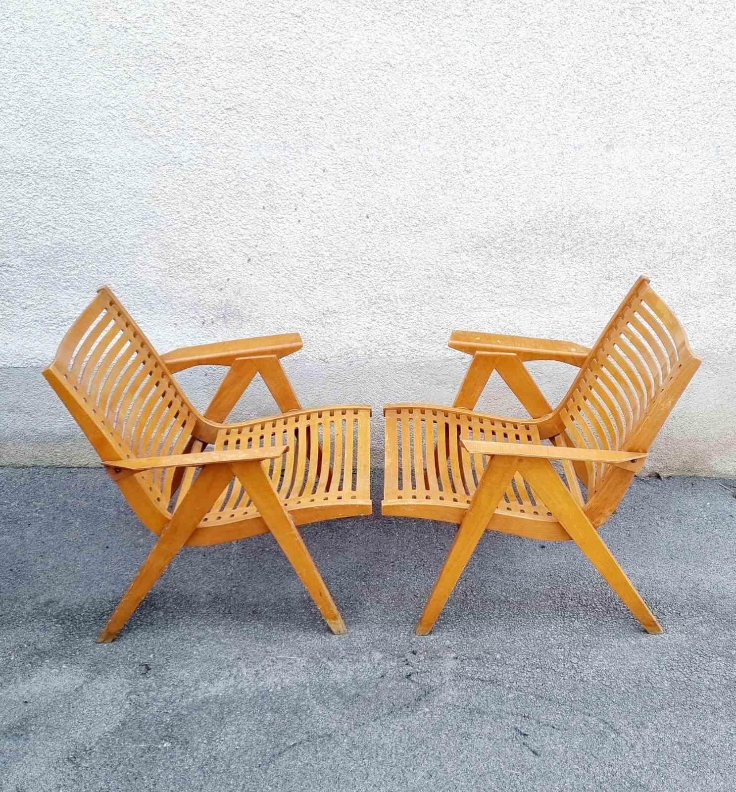 Mid-20th Century Mid Century Rex Lounge Armchairs Model 120 Designed by Niko Kralj, Slovenia 60s For Sale