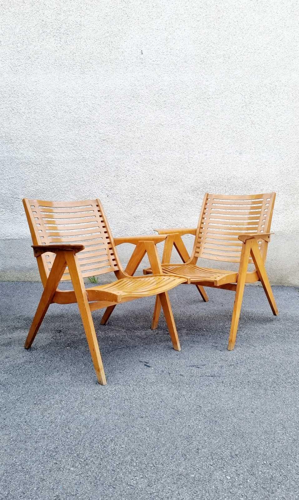Beech Mid Century Rex Lounge Armchairs Model 120 Designed by Niko Kralj, Slovenia 60s For Sale