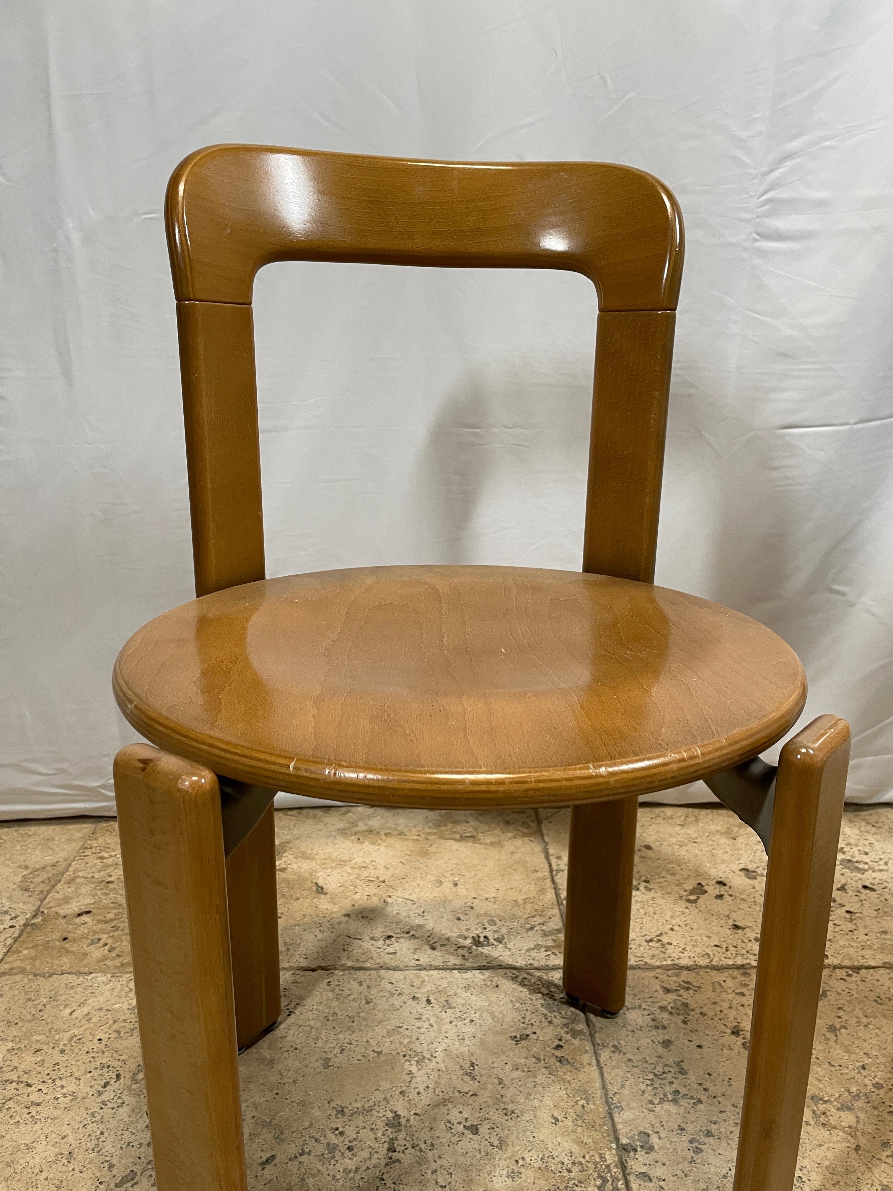 Mid-Century, Rey Natural Dinning Chair Model 3300 by Bruno Rey in 1971 3