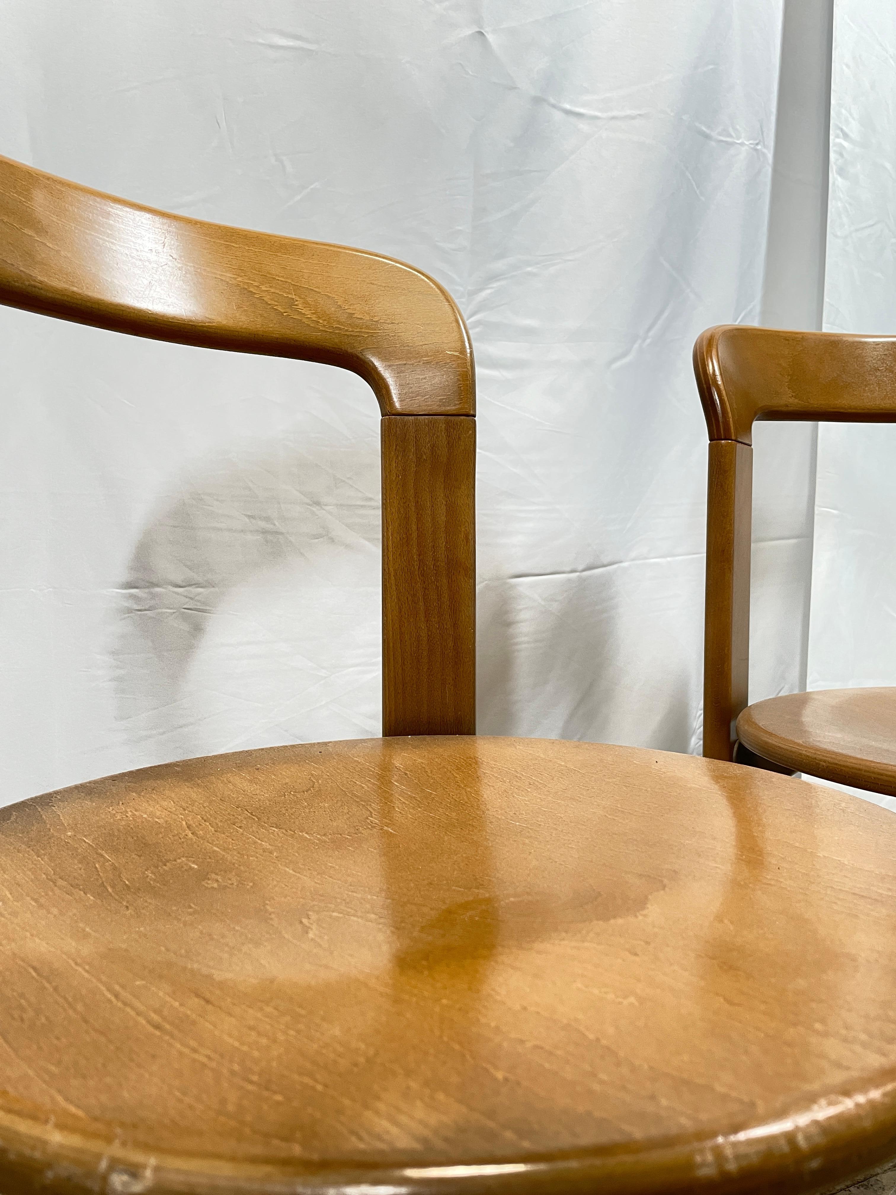 Wood Mid-Century, Rey Natural Dinning Chair Model 3300 by Bruno Rey in 1971