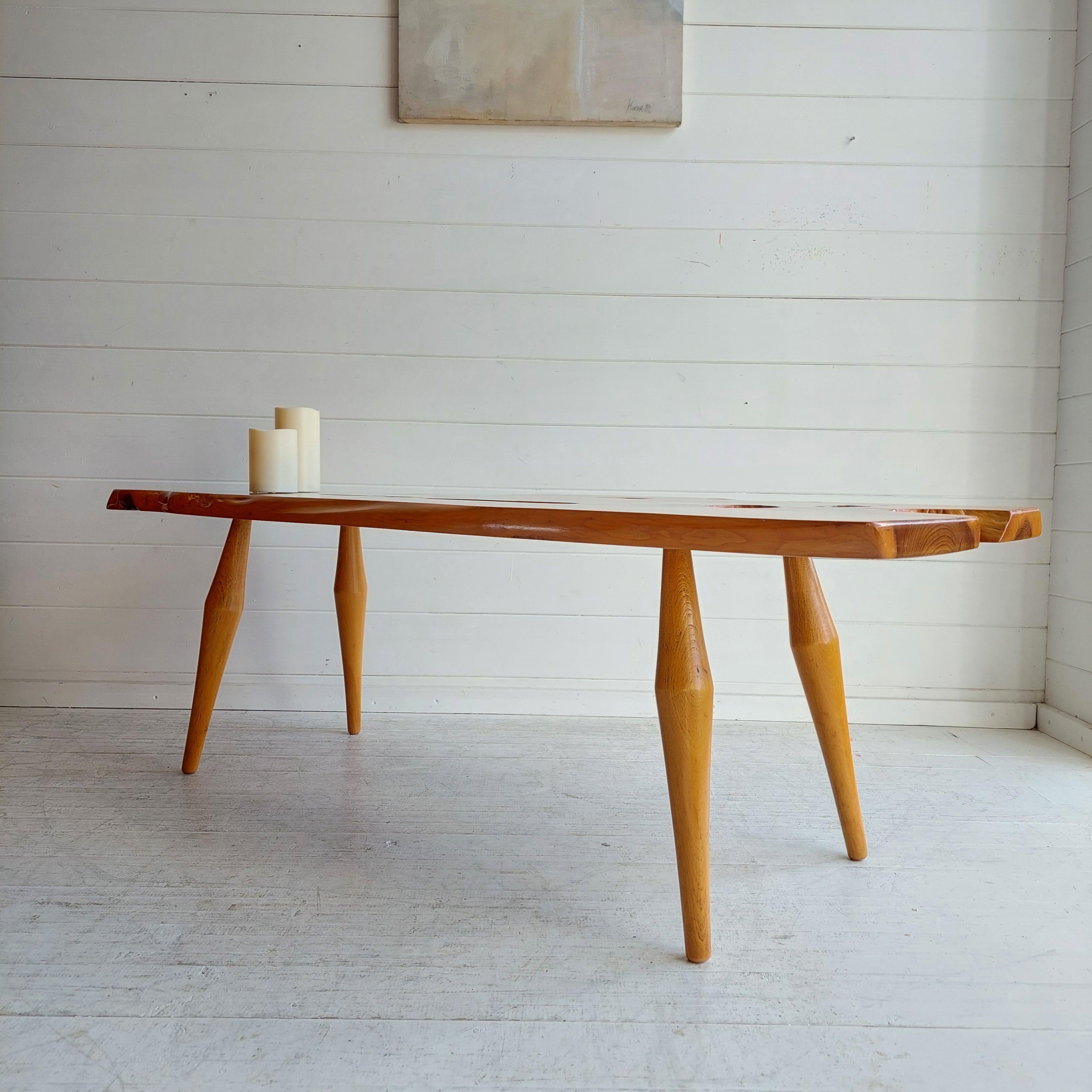 Mid-Century Modern Mid Century Reynolds of Ludlow style Solid Yew Vintage Coffee Table, 60s 70s For Sale
