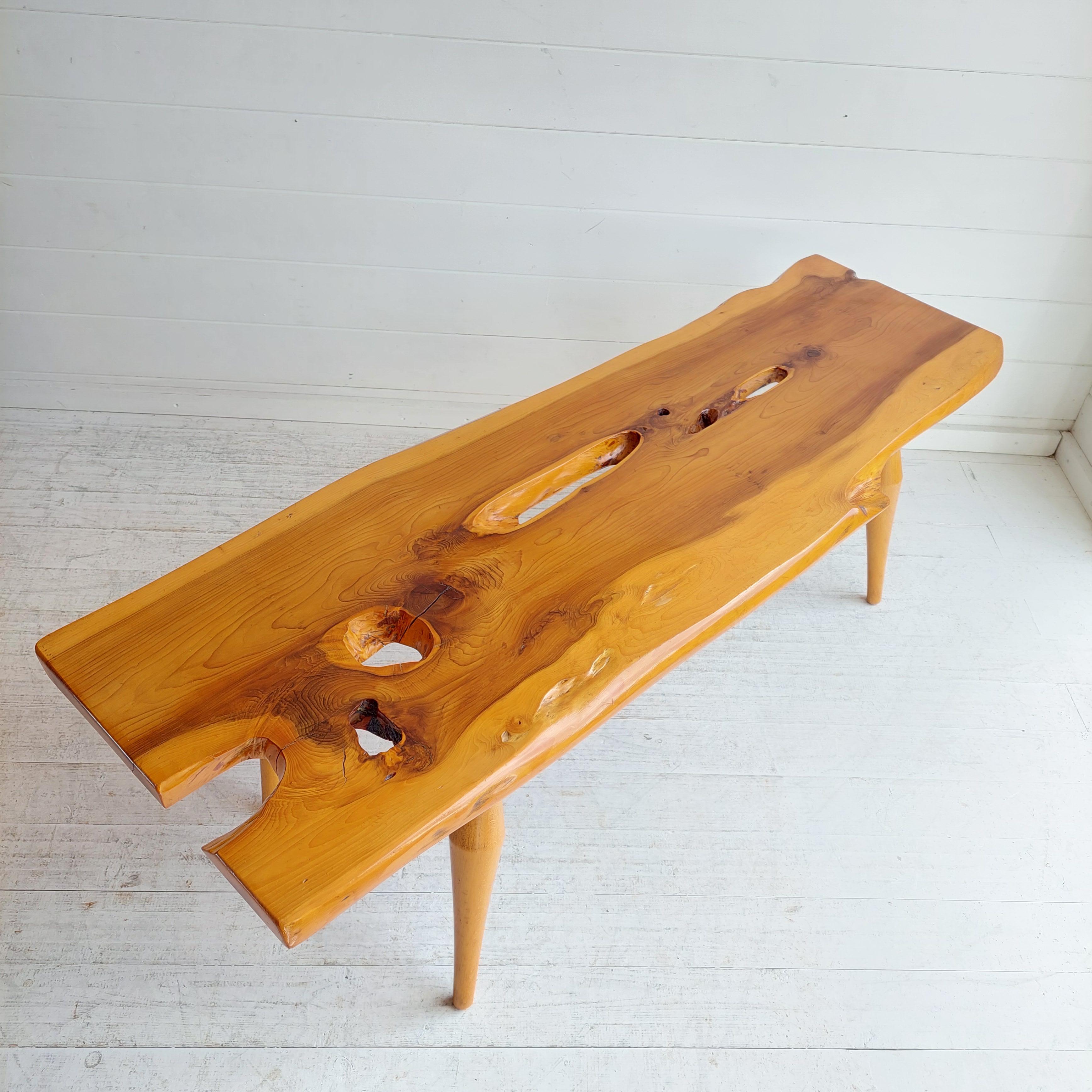 British Mid Century Reynolds of Ludlow style Solid Yew Vintage Coffee Table, 60s 70s For Sale