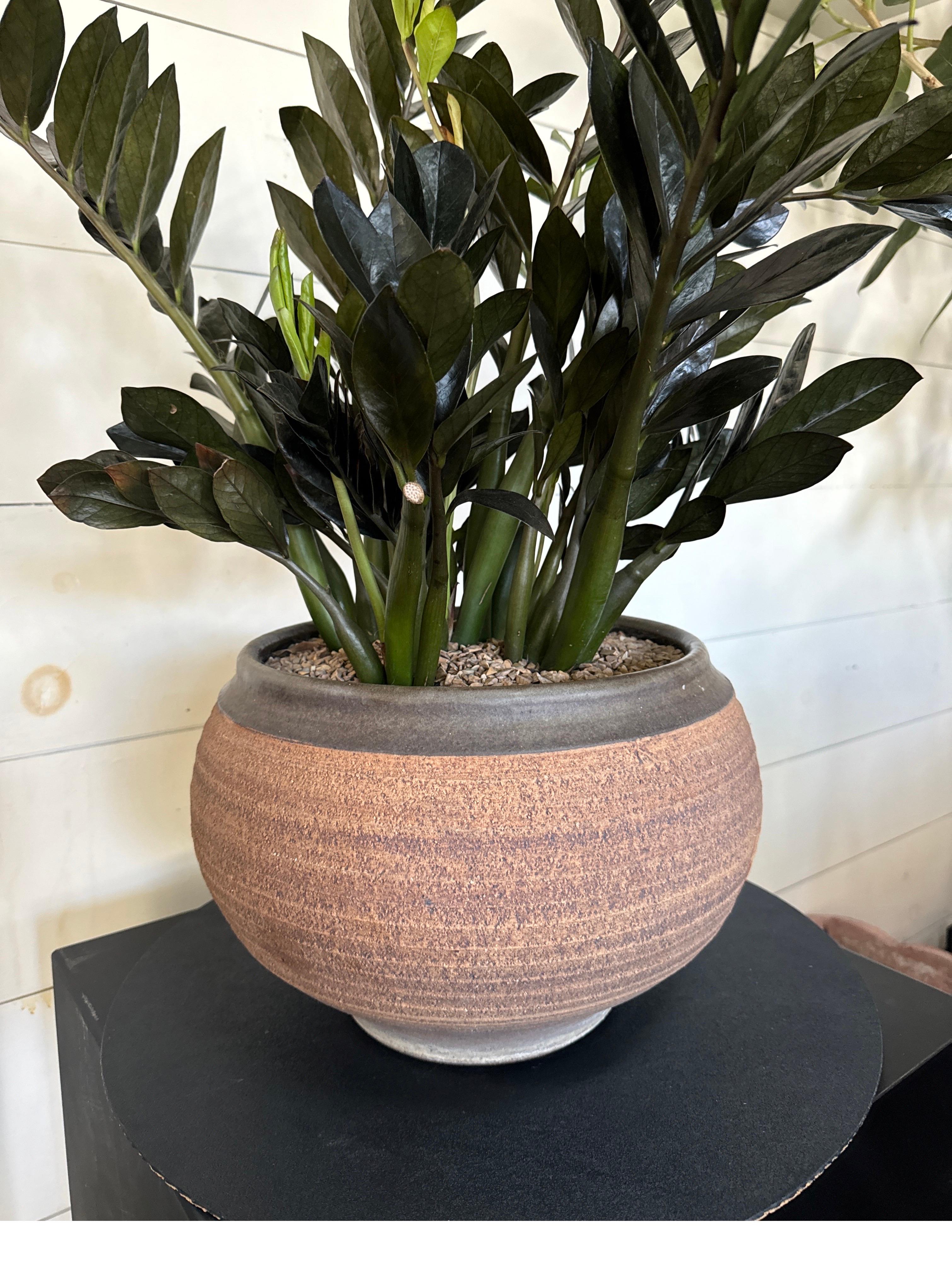 Mid-Century Modern Bob Kinzie Mid Century Ribbed Rich Brown Pot en grès en vente