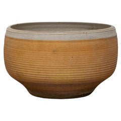 Mid Century Ribbed Stoneware Planter by Bob Kinzie, Circa 1960