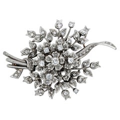 MID-CENTURY Broche de Declaración de Cinta con Diamante de 3,60 Quilates y Platino