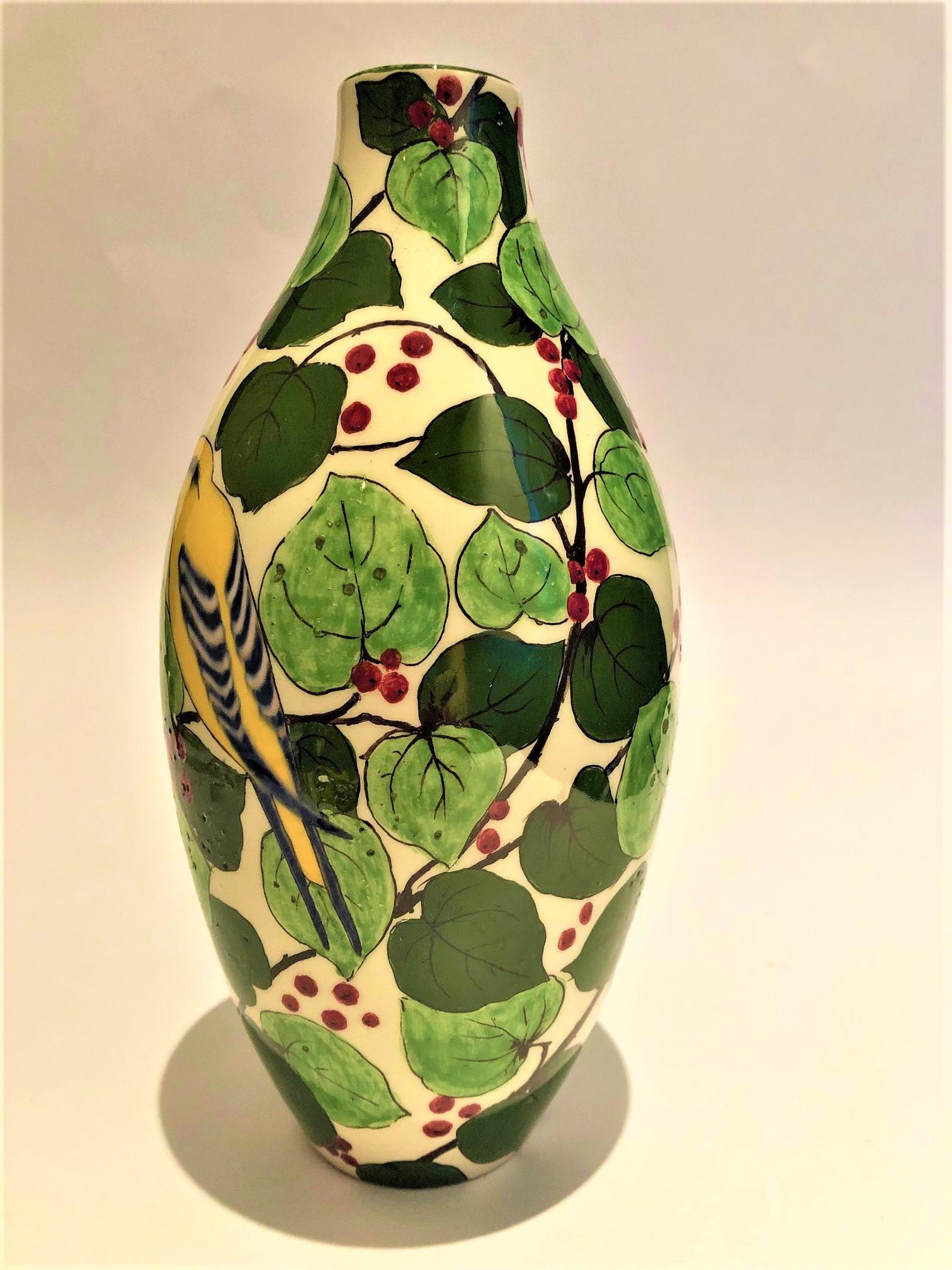Italian Mid-Century Richard Ginori Birds Ceramic Vase, 1950, Italy