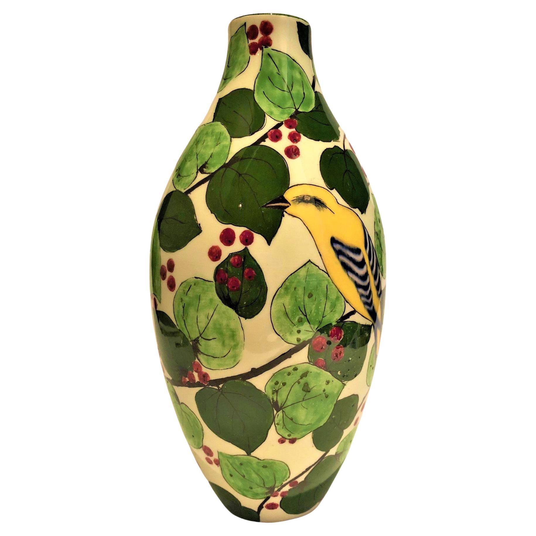 Mid-Century Richard Ginori Birds Ceramic Vase, 1950, Italy