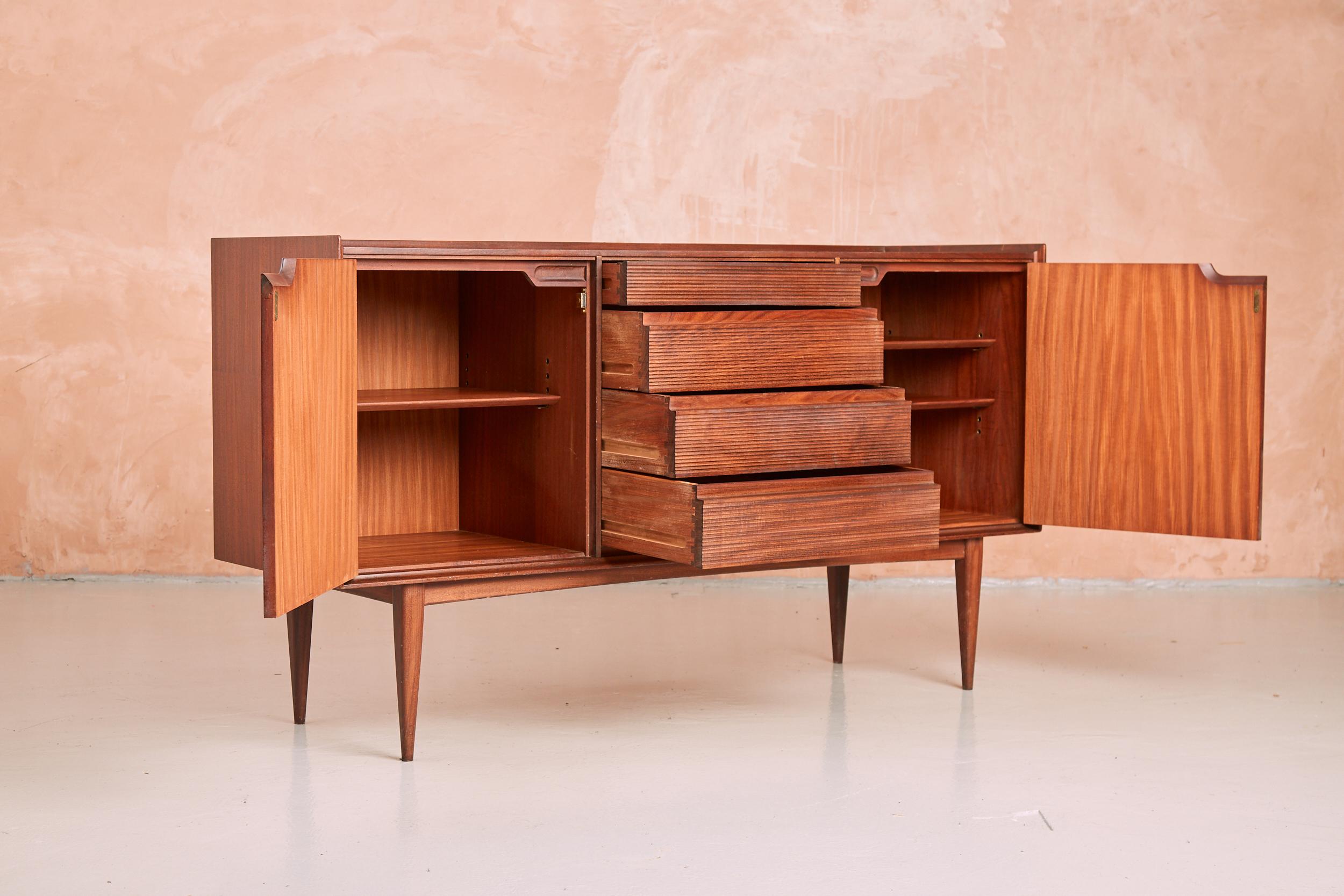 Mid-Century Modern Mid Century Richard Hornby For Heals, Fyne Ladye Sideboard Credenza In Afromosia For Sale