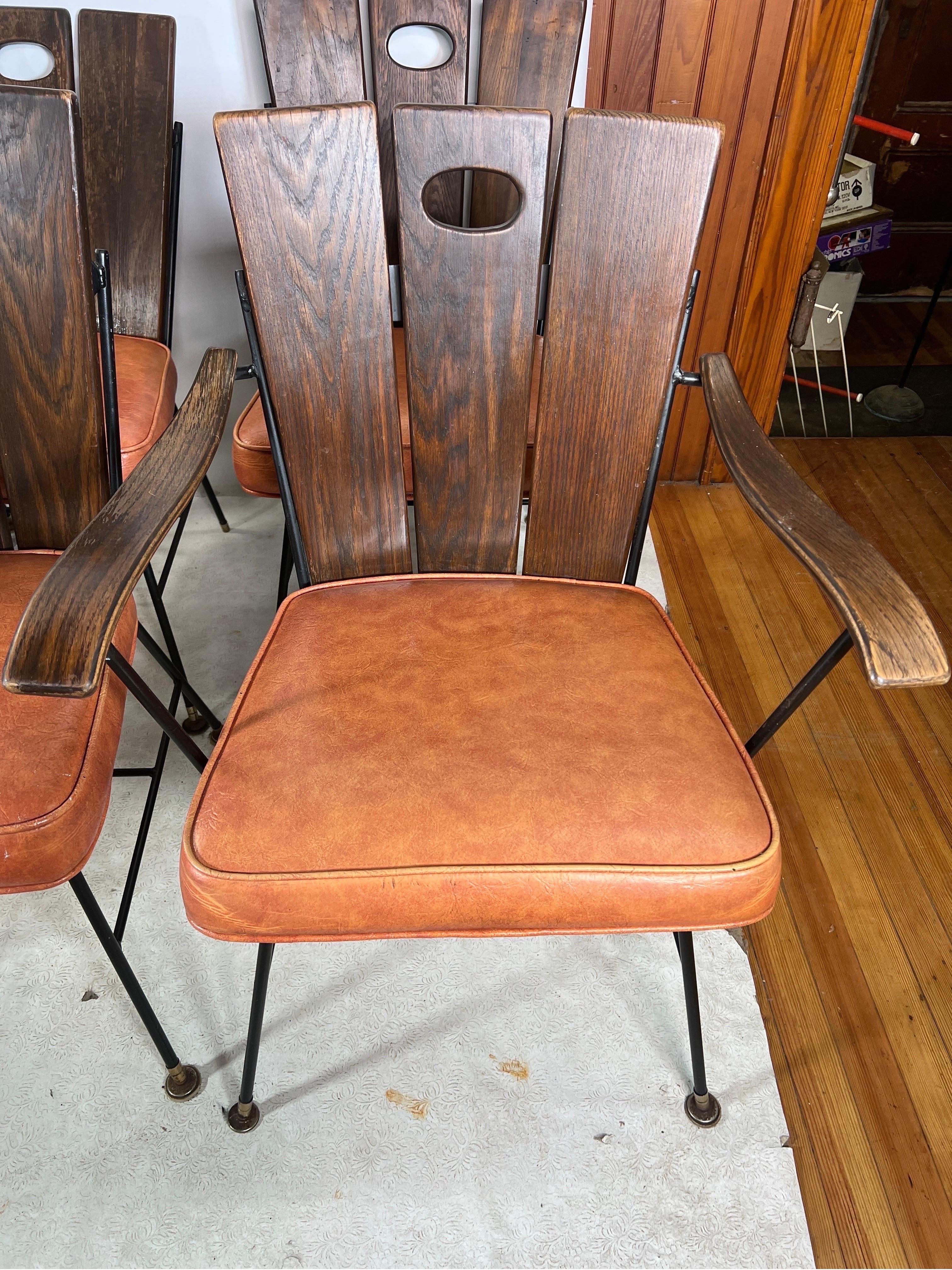 Mid-Century Modern Midcentury Richard McCarthy Cast Iron Outdoor Chairs, Set of 6 For Sale