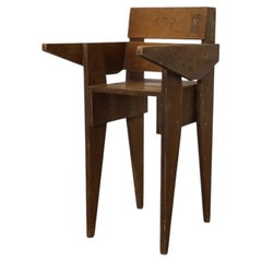 Mid-Century Rietveld Style Oak Plywood Children's High Chair