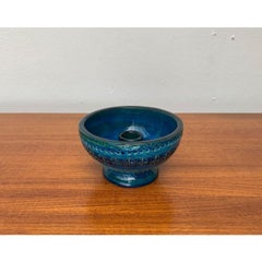 Mid-Century Rimini Blu Pottery Candle Holder by Aldo Londi for Bitossi, 1960s