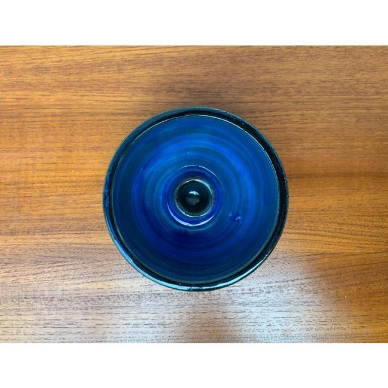 Portavelas de cerámica Rimini Blu de mediados de siglo de Aldo Londi para Bitossi, años 60 Moderno de mediados de siglo en venta