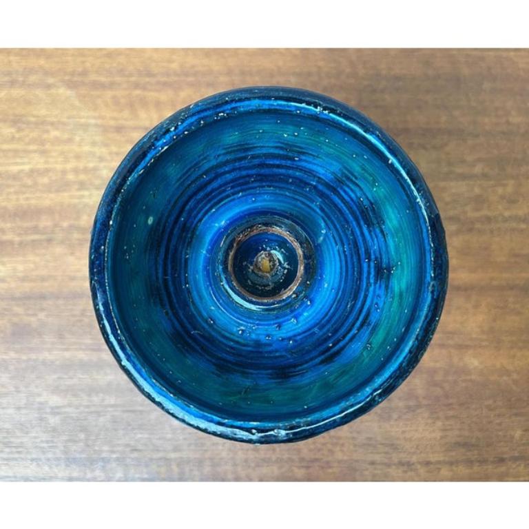 Portacandele di metà secolo in ceramica Rimini Blu di Aldo Londi per Bitossi, 1960 in vendita 4