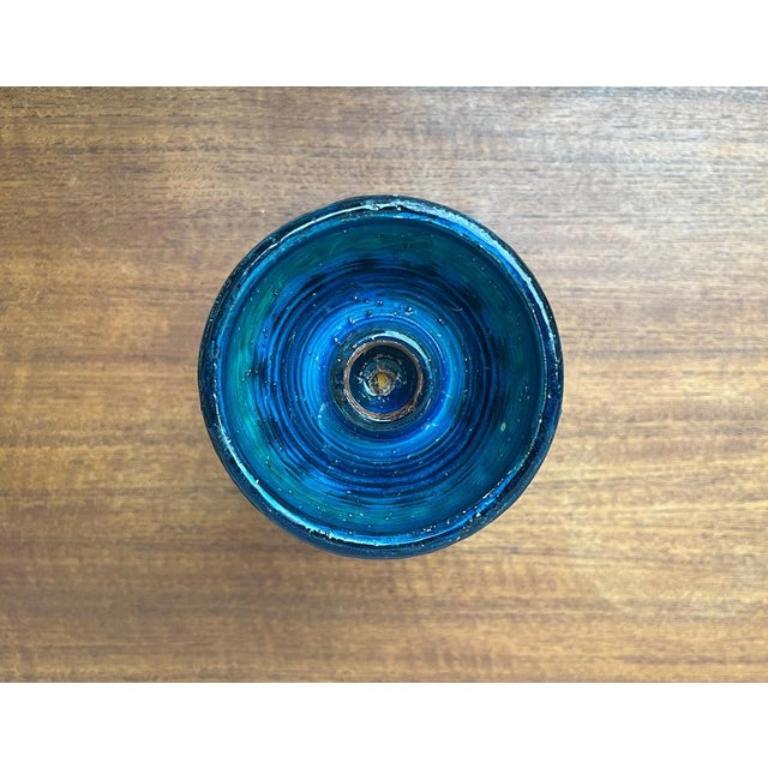 Mid-Century moderno Portacandele di metà secolo in ceramica Rimini Blu di Aldo Londi per Bitossi, 1960 in vendita
