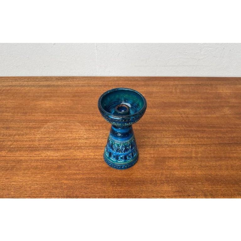 Italiano Portacandele di metà secolo in ceramica Rimini Blu di Aldo Londi per Bitossi, 1960 in vendita