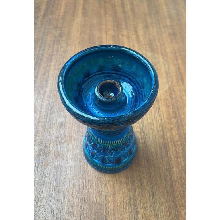 Portacandele di metà secolo in ceramica Rimini Blu di Aldo Londi per Bitossi, 1960 In condizioni ottime in vendita a Hamburg, DE
