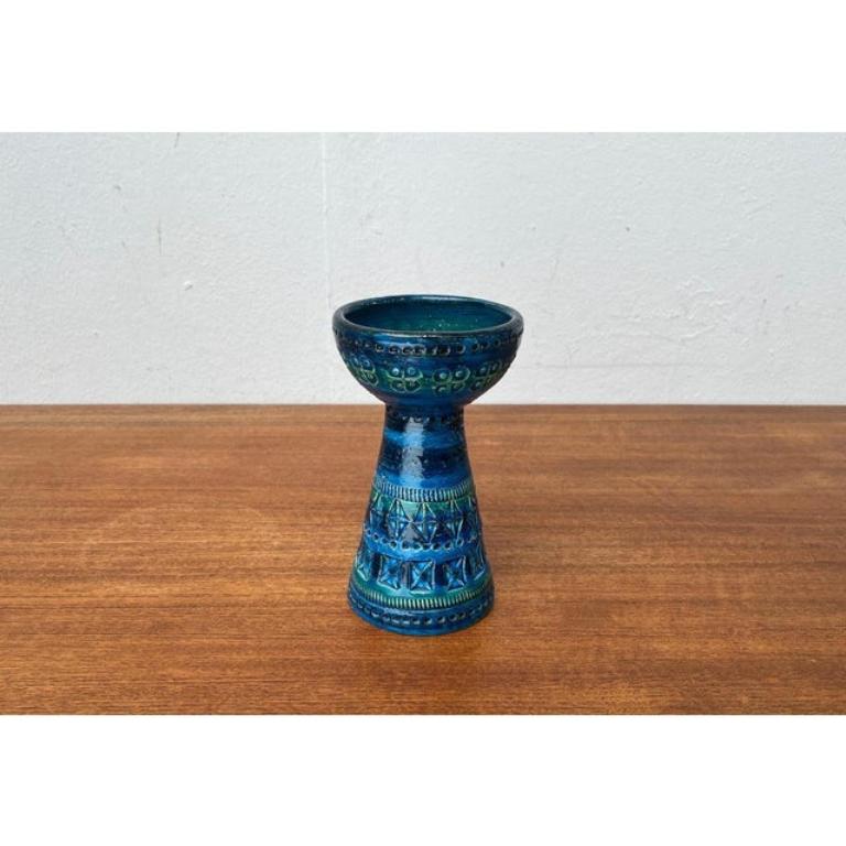 XX secolo Portacandele di metà secolo in ceramica Rimini Blu di Aldo Londi per Bitossi, 1960 in vendita