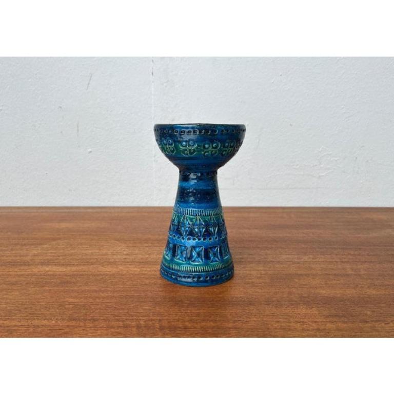 Ceramica Portacandele di metà secolo in ceramica Rimini Blu di Aldo Londi per Bitossi, 1960 in vendita