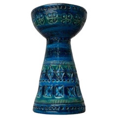 Mid-Century Rimini Blu Pottery Candleholder by Aldo Londi for Bitossi, 1960s