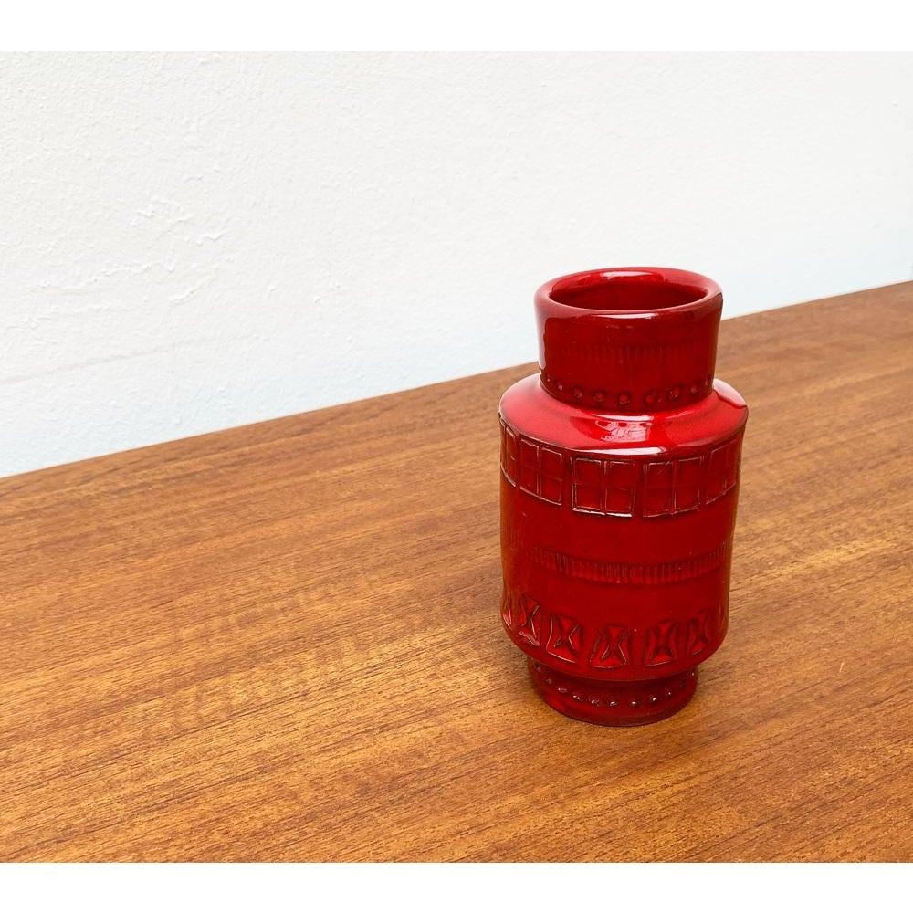 Mid-Century moderno Vaso in ceramica rossa di Rimini di metà secolo di Aldo Londi per Bitossi, anni '60 in vendita