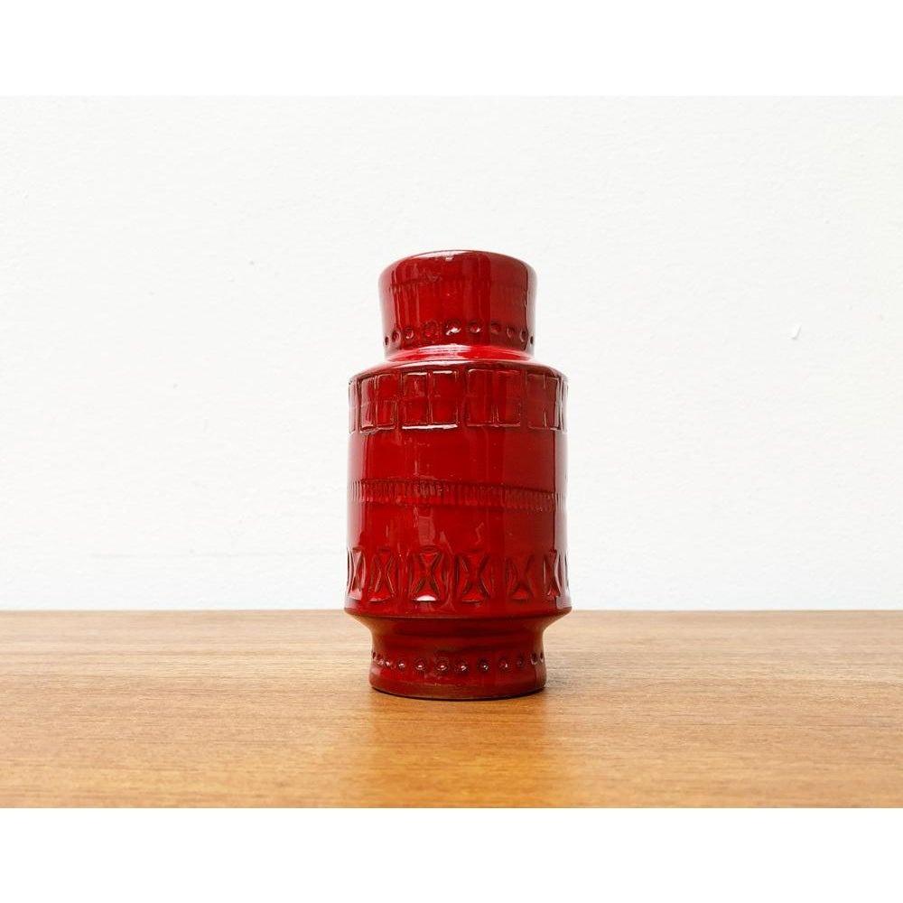 Italiano Vaso in ceramica rossa di Rimini di metà secolo di Aldo Londi per Bitossi, anni '60 in vendita