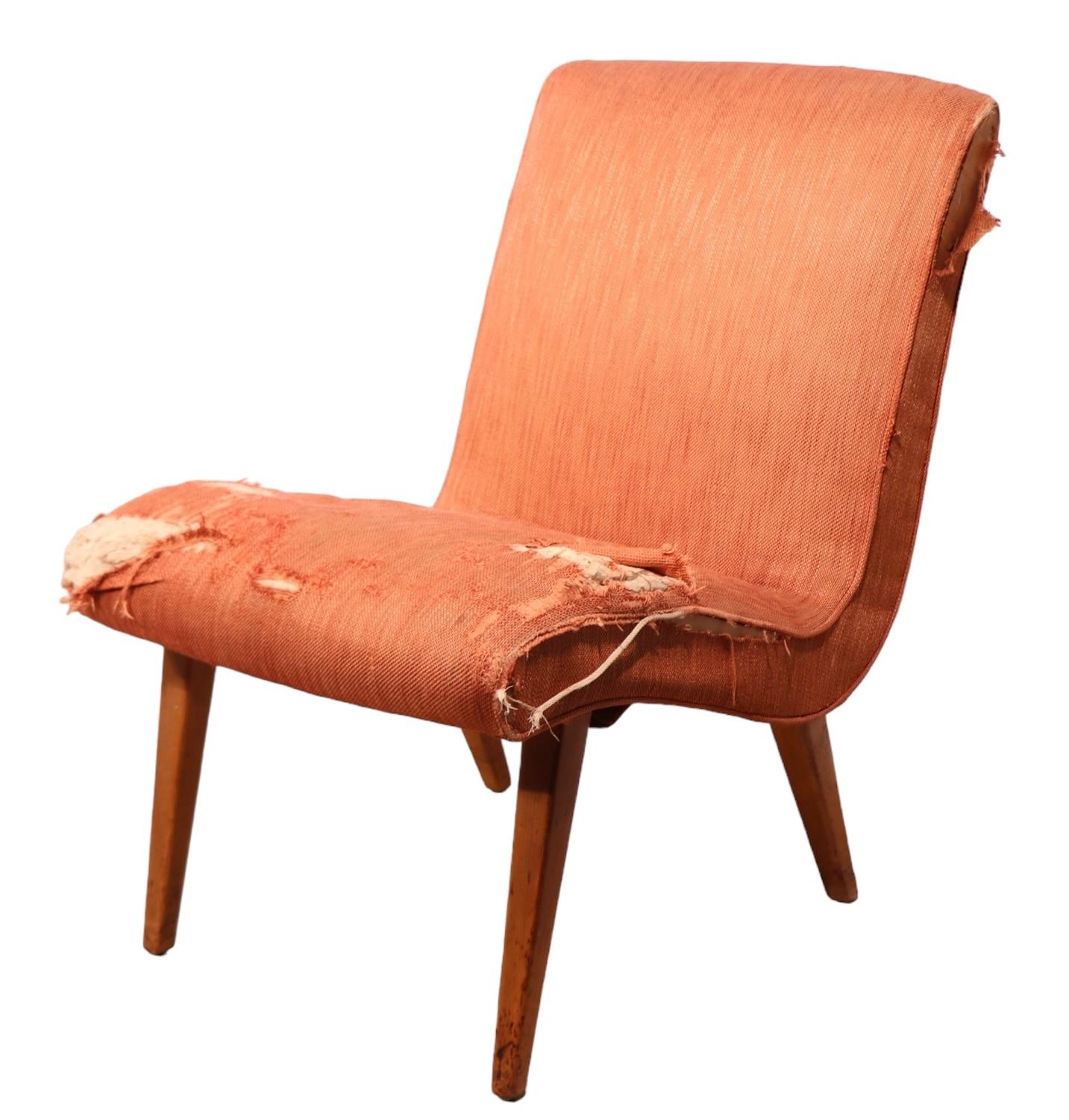 Mid-Century Modern Mid Century Risom for Knoll Vostra Slipper Chair c 1940/50's For Sale