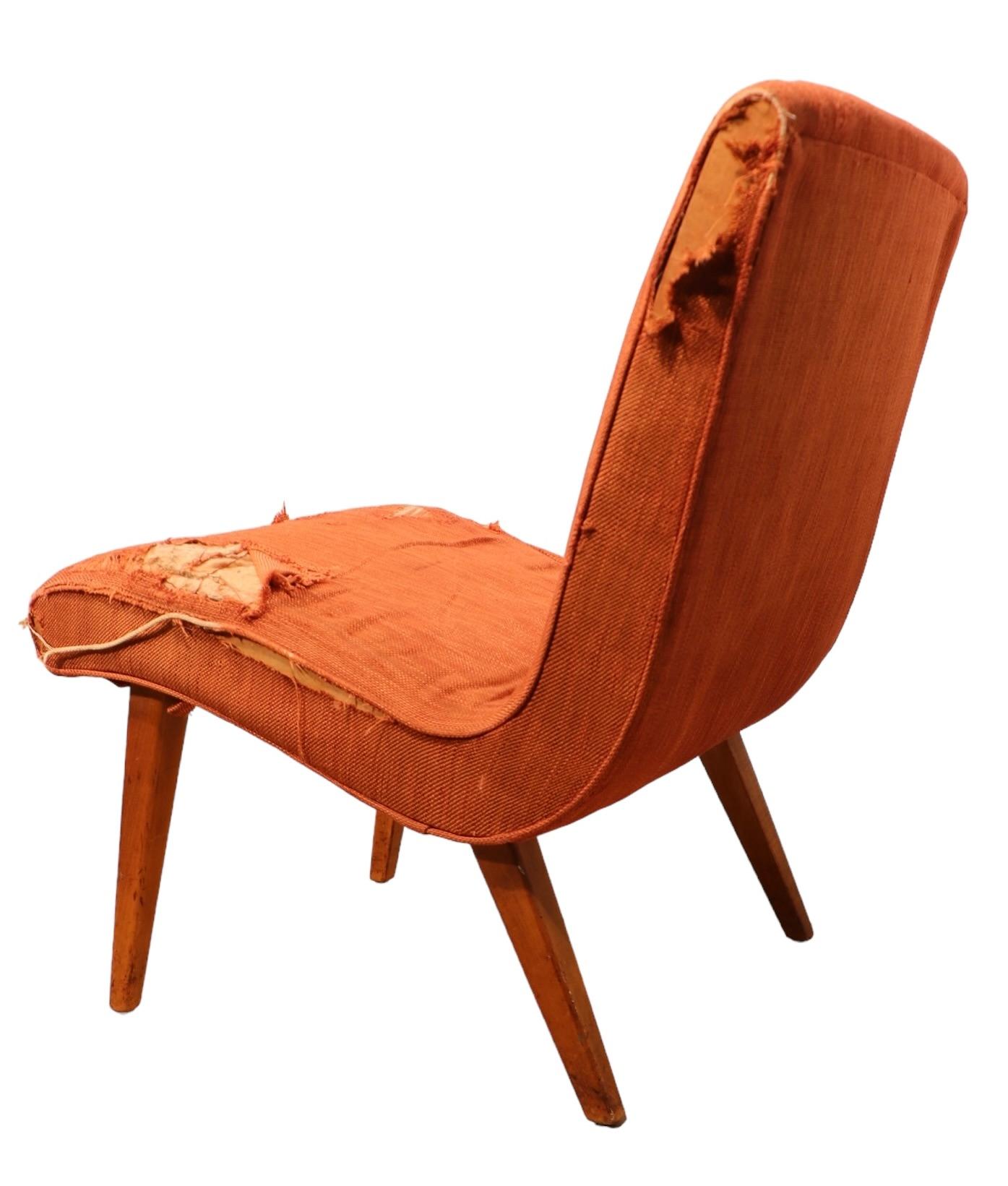 20th Century Mid Century Risom for Knoll Vostra Slipper Chair c 1940/50's For Sale