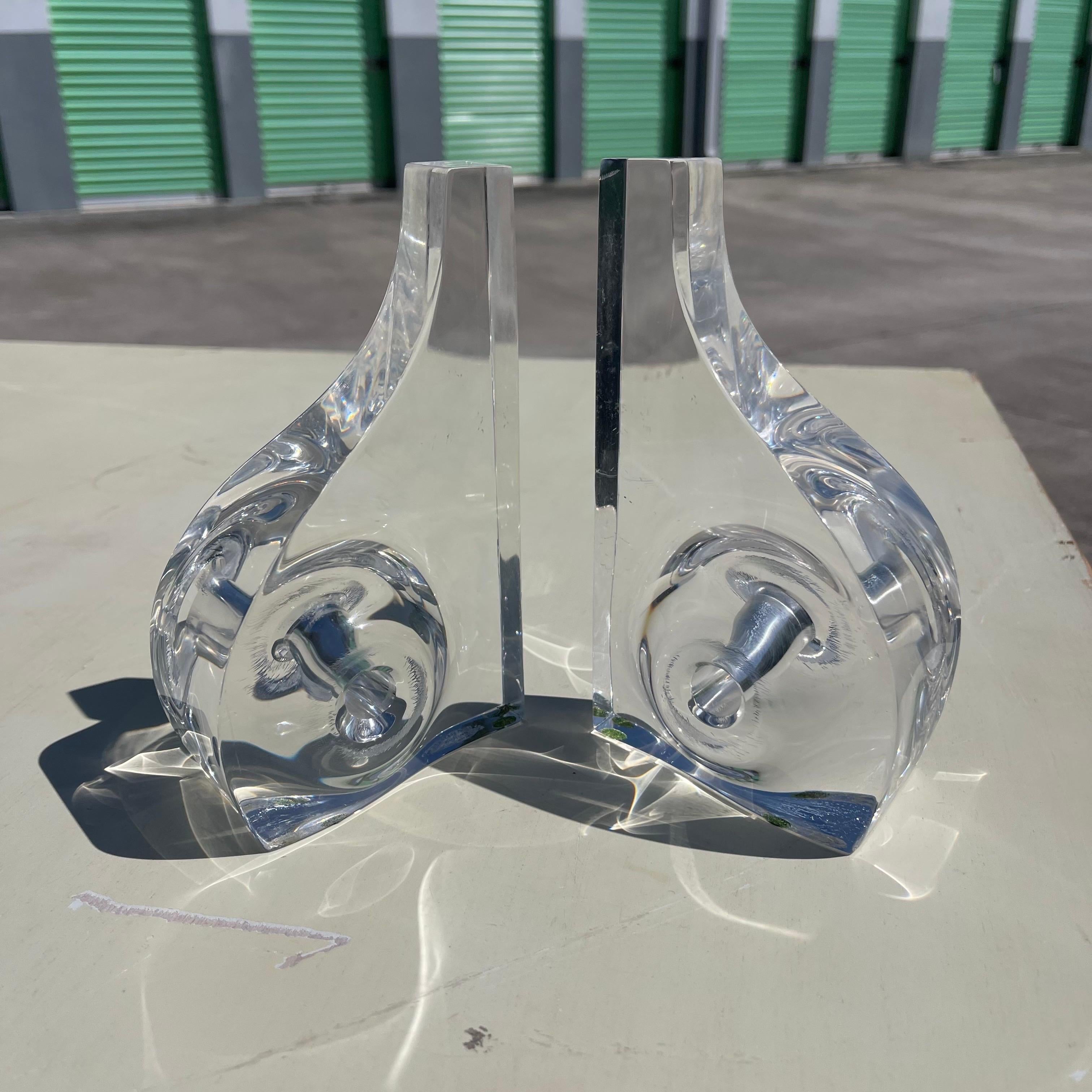 Mid-Century Ritts Astrolite Modern Lucite Bookends, a Pair In Good Condition For Sale In Jensen Beach, FL