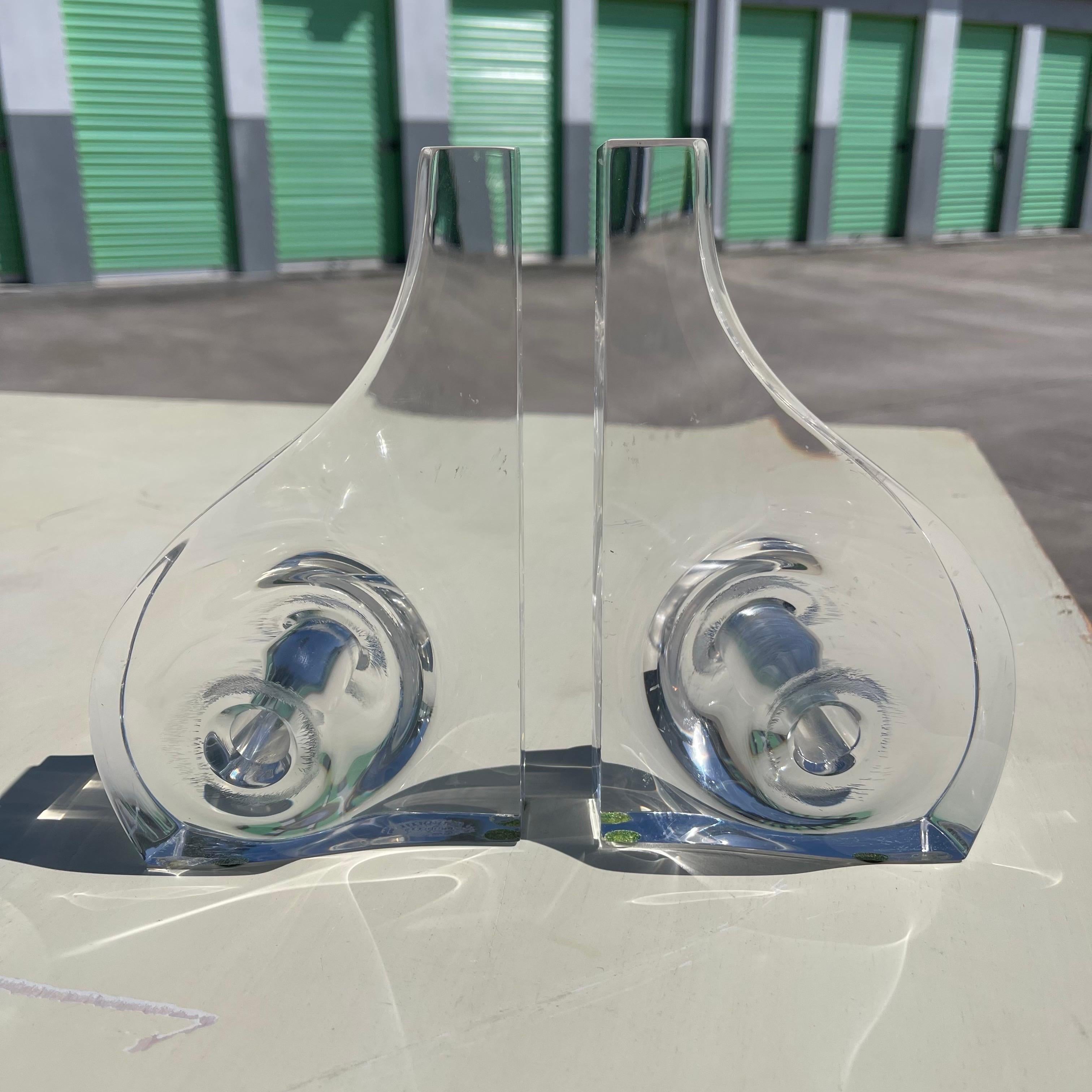 20th Century Mid-Century Ritts Astrolite Modern Lucite Bookends, a Pair For Sale