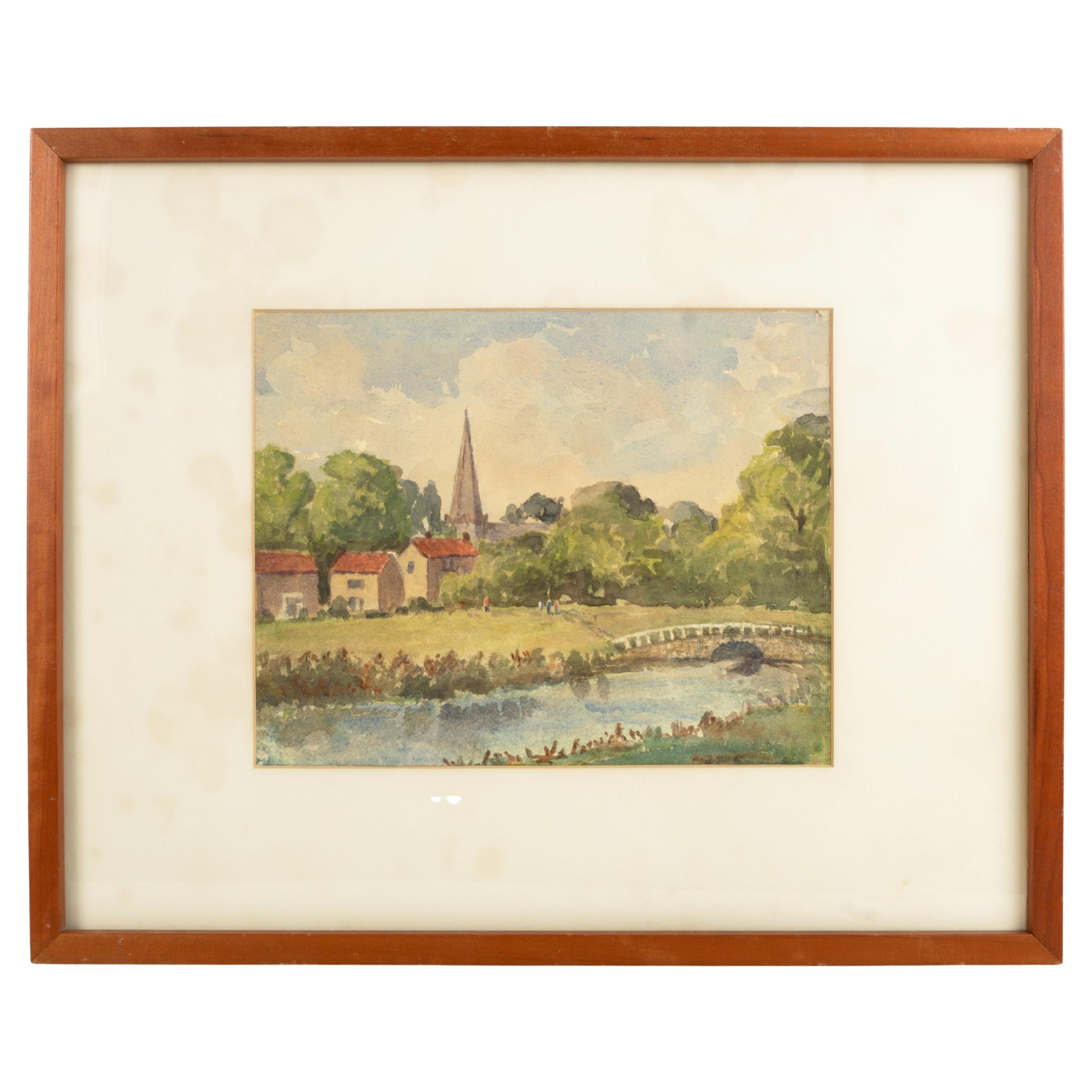 Mid Century Riverscape Watercolour England, C.1960 For Sale