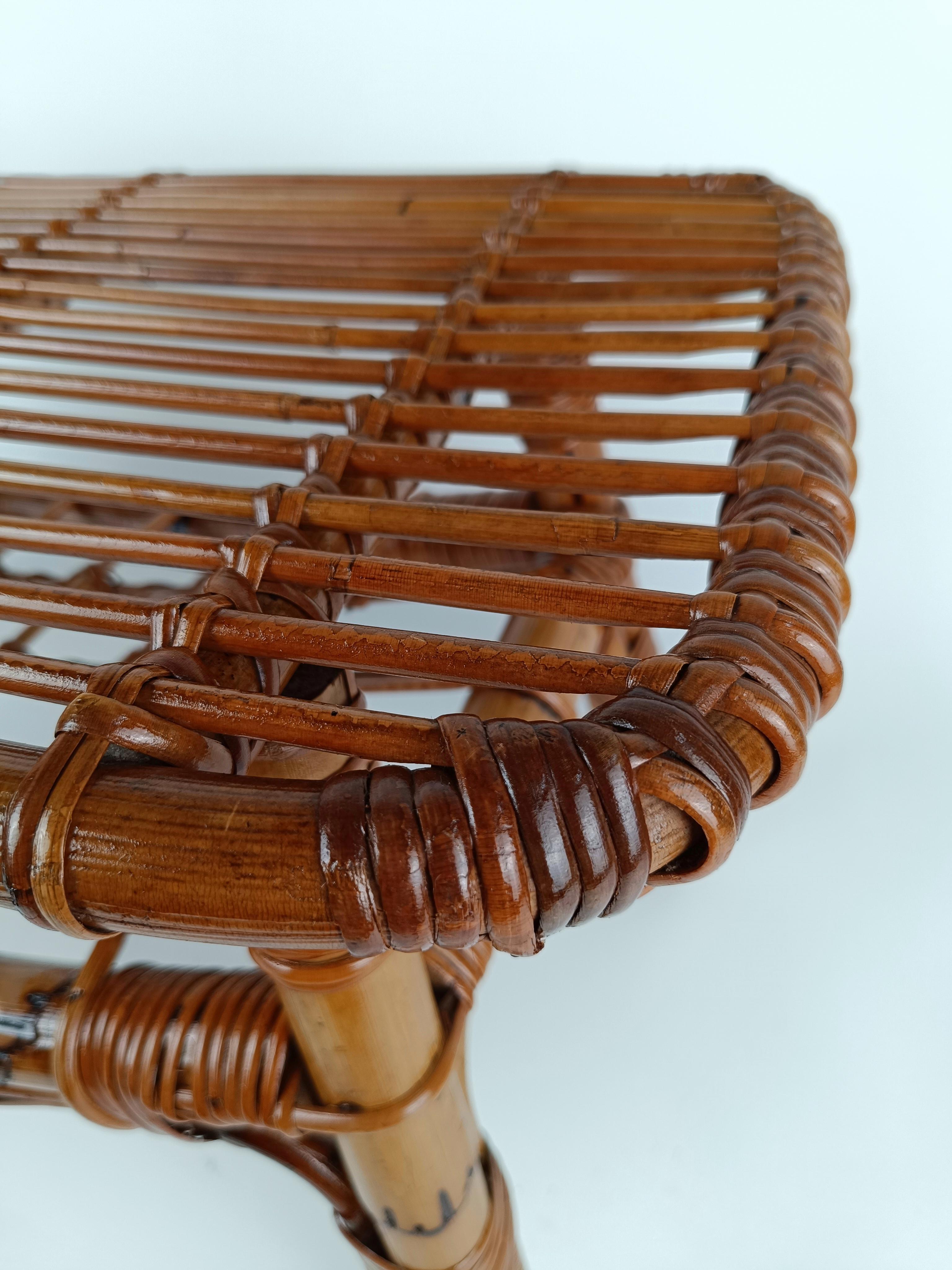 Midcentury Riviera Coffee Table with Magazine Rack, Made in Bamboo & Rattan For Sale 11
