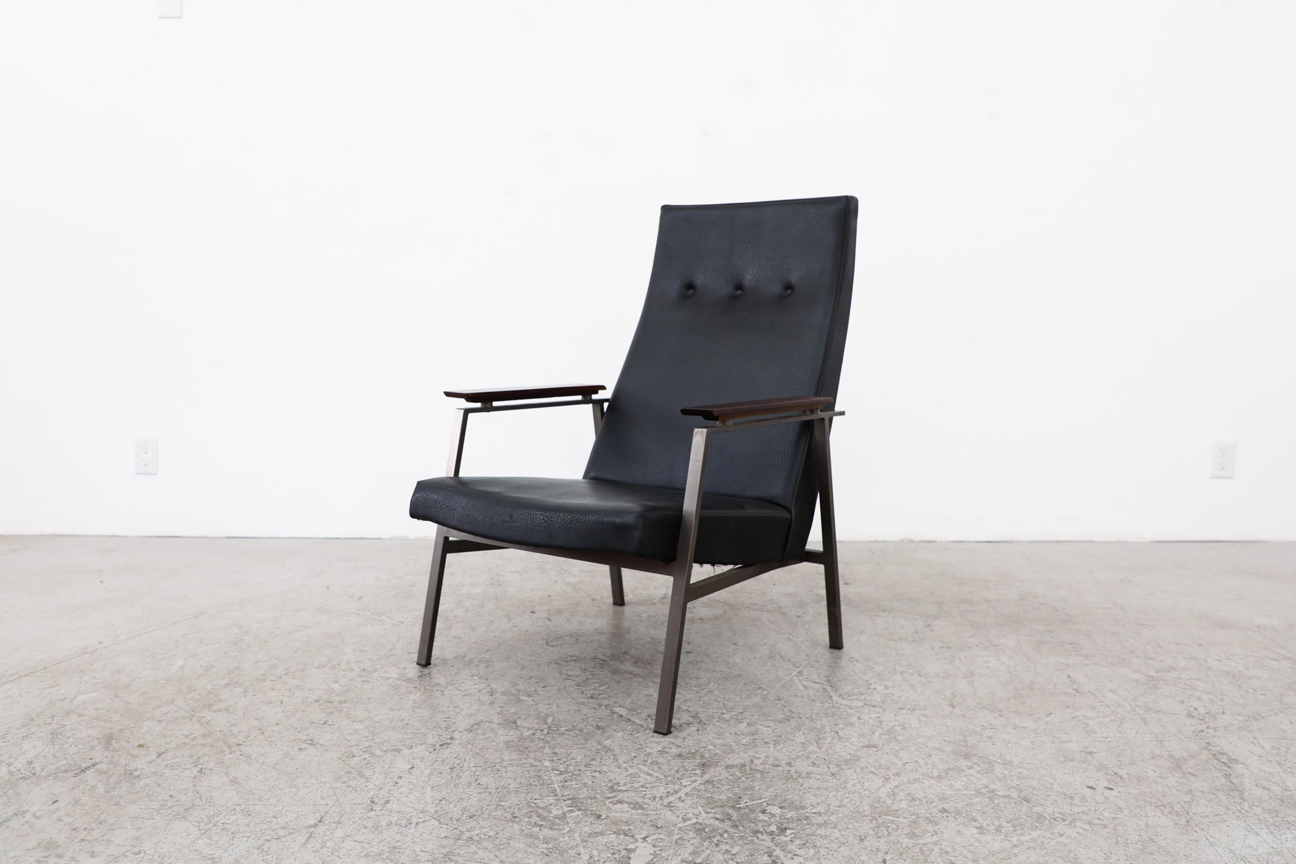 parlay black leather lounge chair