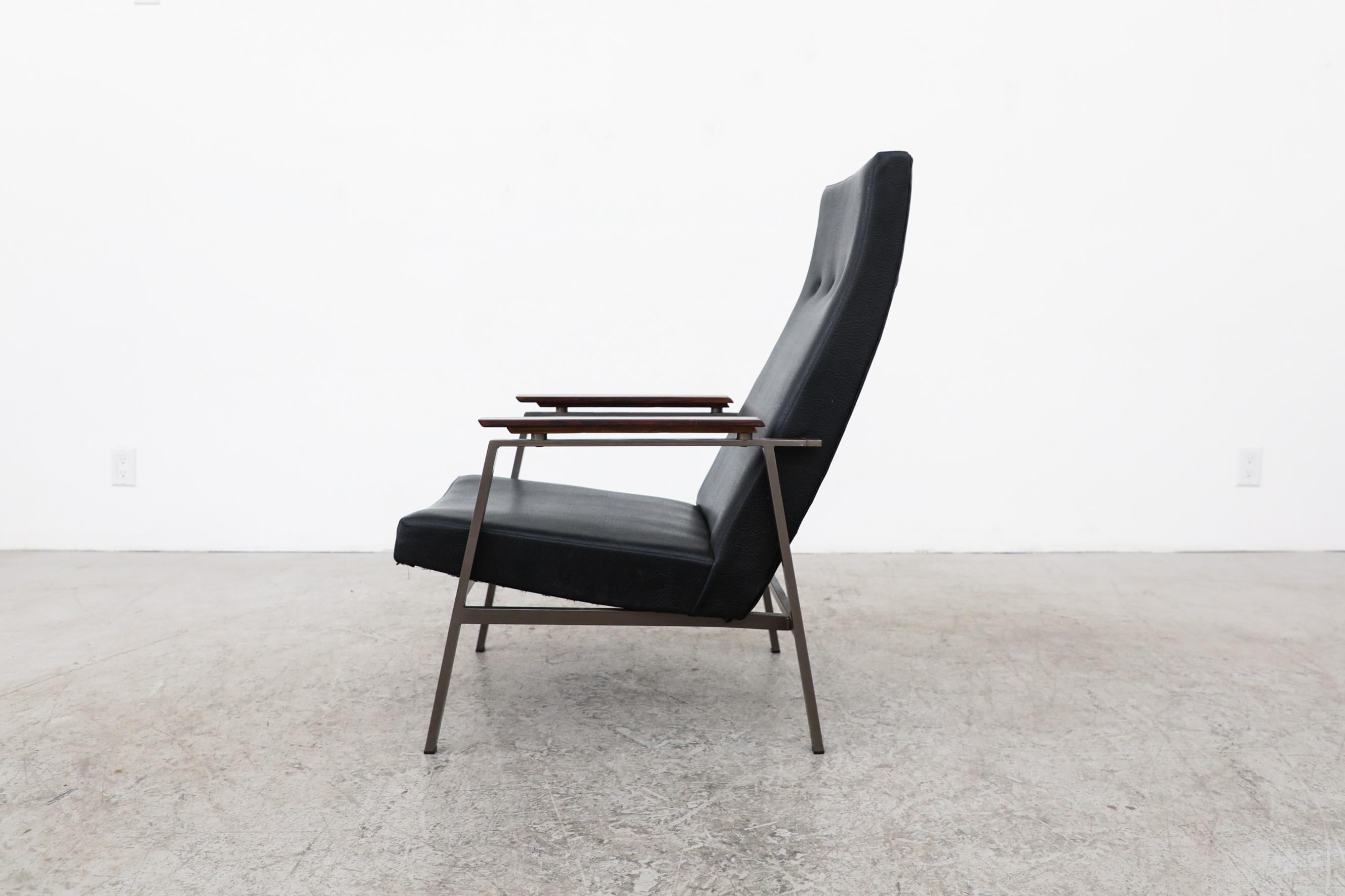 Mid-Century Rob Parry „Avanti“ Loungesessel mit hoher Rückenlehne, 1960er Jahre, schwarzer Skai im Zustand „Gut“ im Angebot in Los Angeles, CA