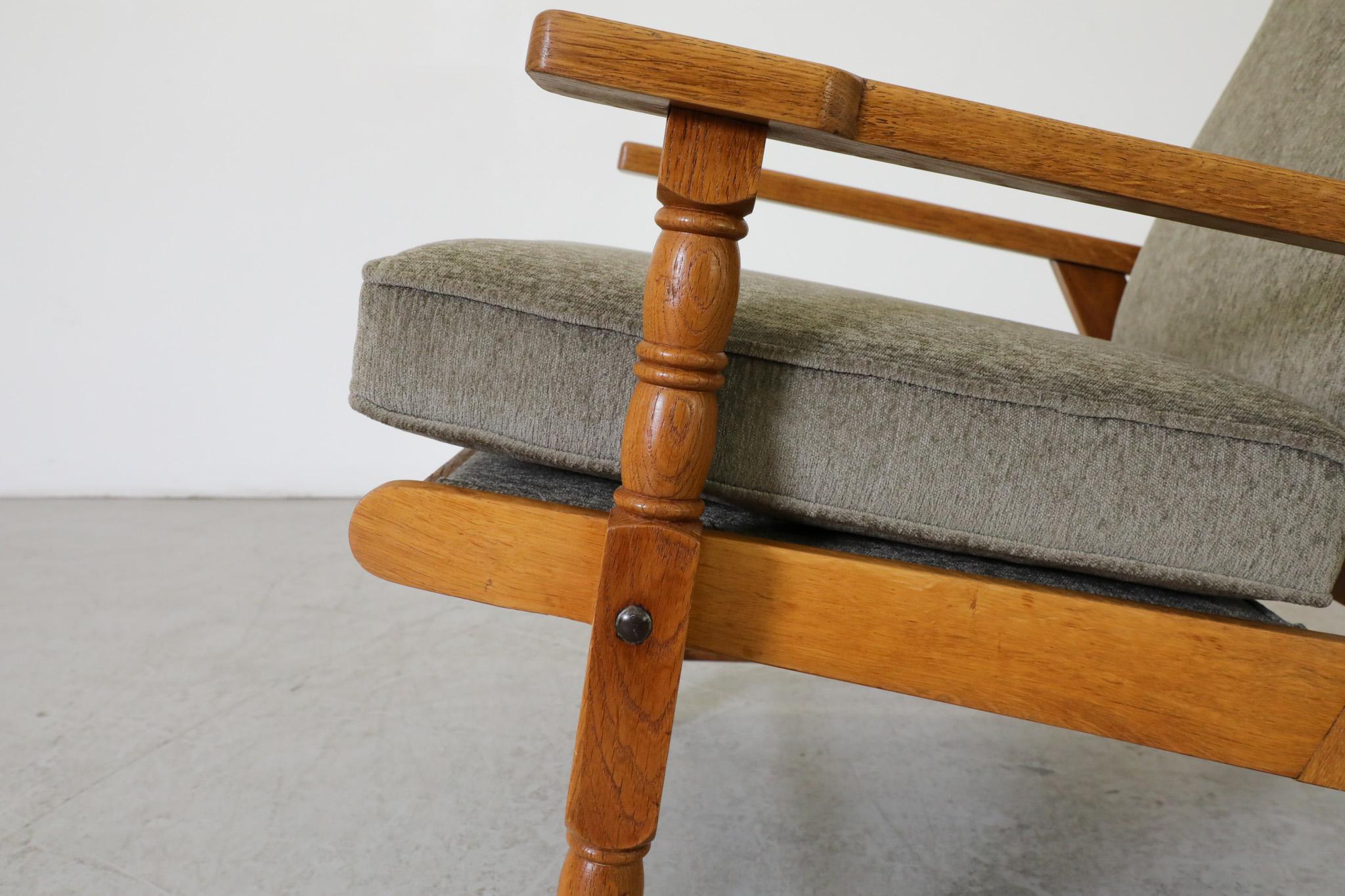Mid-Century Rob Parry Style Dutch Lounge Chair w/ Oak Frame, Chenille Upholstery For Sale 5