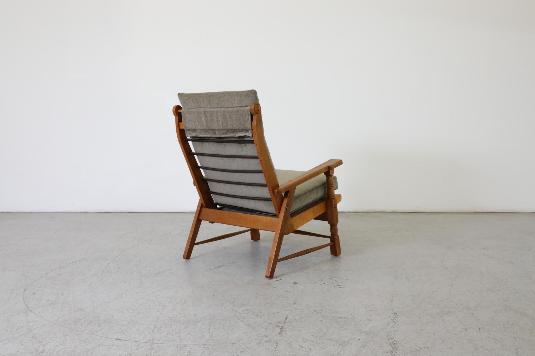 Mid-Century Rob Parry Style Dutch Lounge Chair w/ Oak Frame, Chenille Upholstery For Sale 7