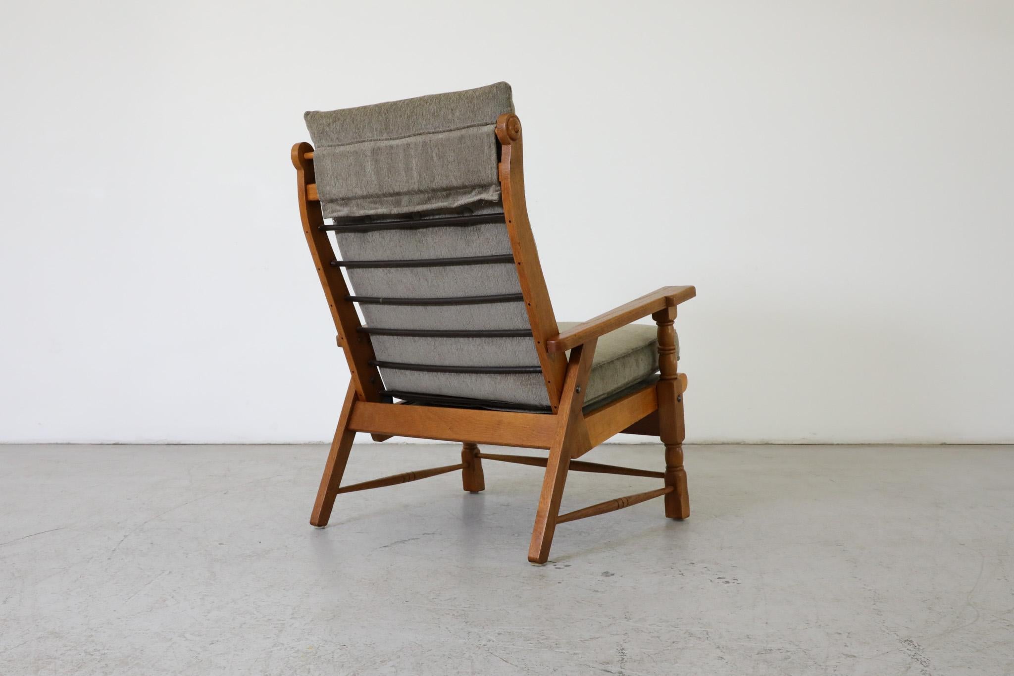 Mid-Century Rob Parry Style Dutch Lounge Chair w/ Oak Frame, Chenille Upholstery For Sale 8