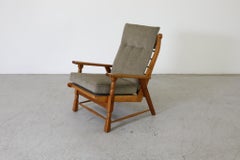 Niederländischer Loungesessel im Rob Parry-Stil aus der Mitte des Jahrhunderts mit Eichenholzrahmen, Chenille-Polsterung