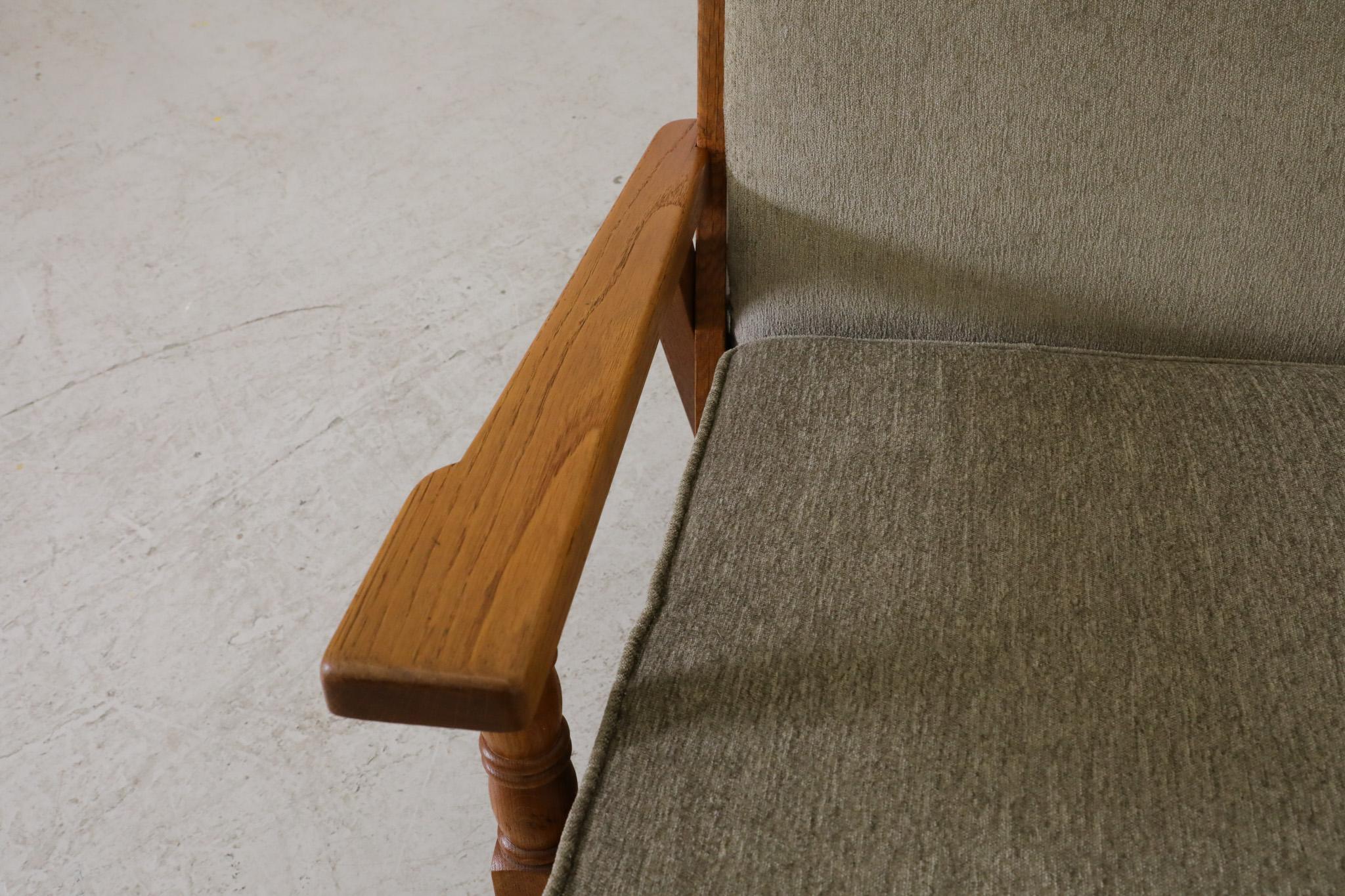 Mid-Century Rob Parry Style Dutch Lounge Chair w/ Oak Frame, Chenille Upholstery For Sale 14