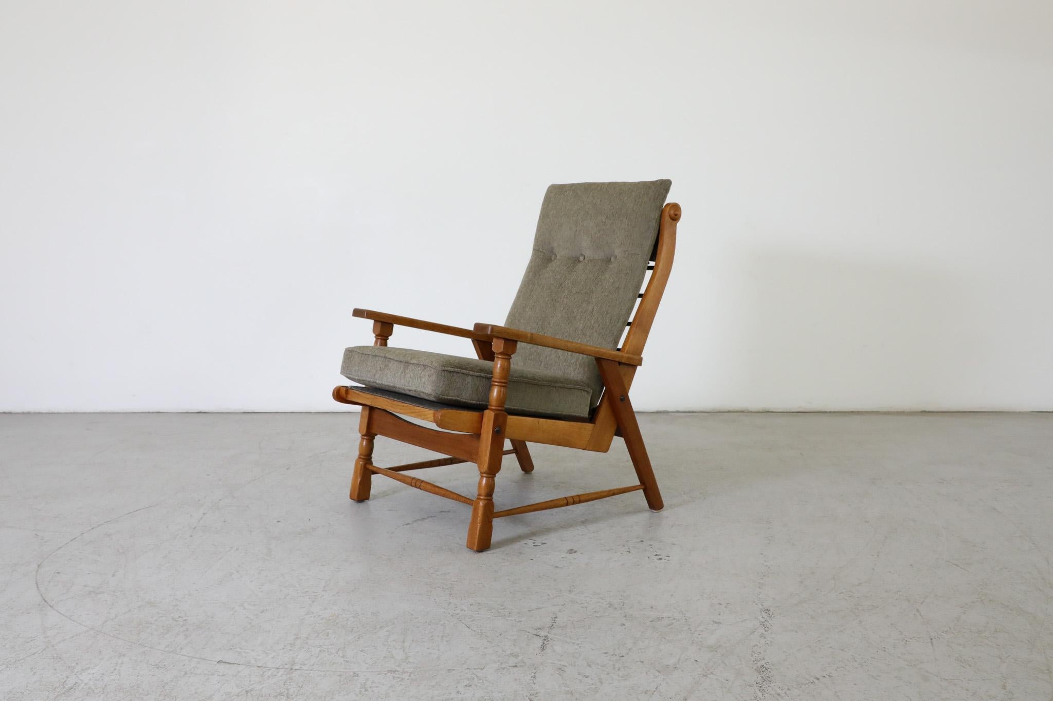 Mid-20th Century Mid-Century Rob Parry Style Dutch Lounge Chair w/ Oak Frame, Chenille Upholstery For Sale