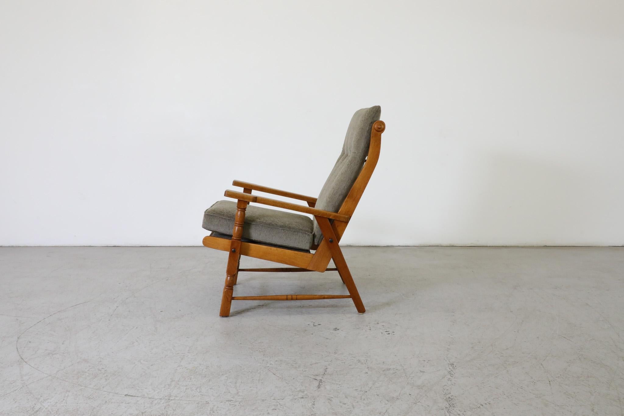 Fabric Mid-Century Rob Parry Style Dutch Lounge Chair w/ Oak Frame, Chenille Upholstery For Sale