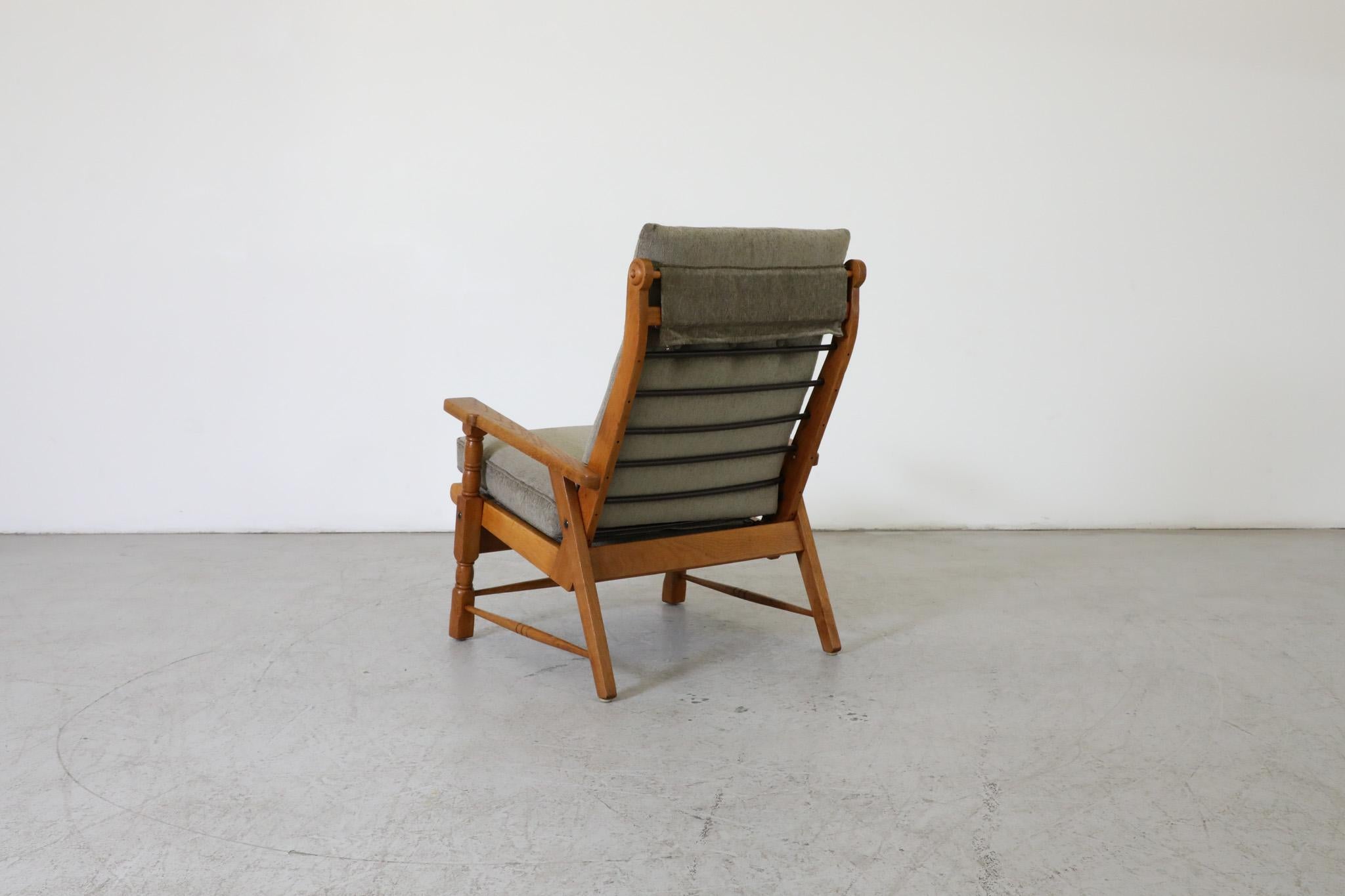 Mid-Century Rob Parry Style Dutch Lounge Chair w/ Oak Frame, Chenille Upholstery For Sale 1
