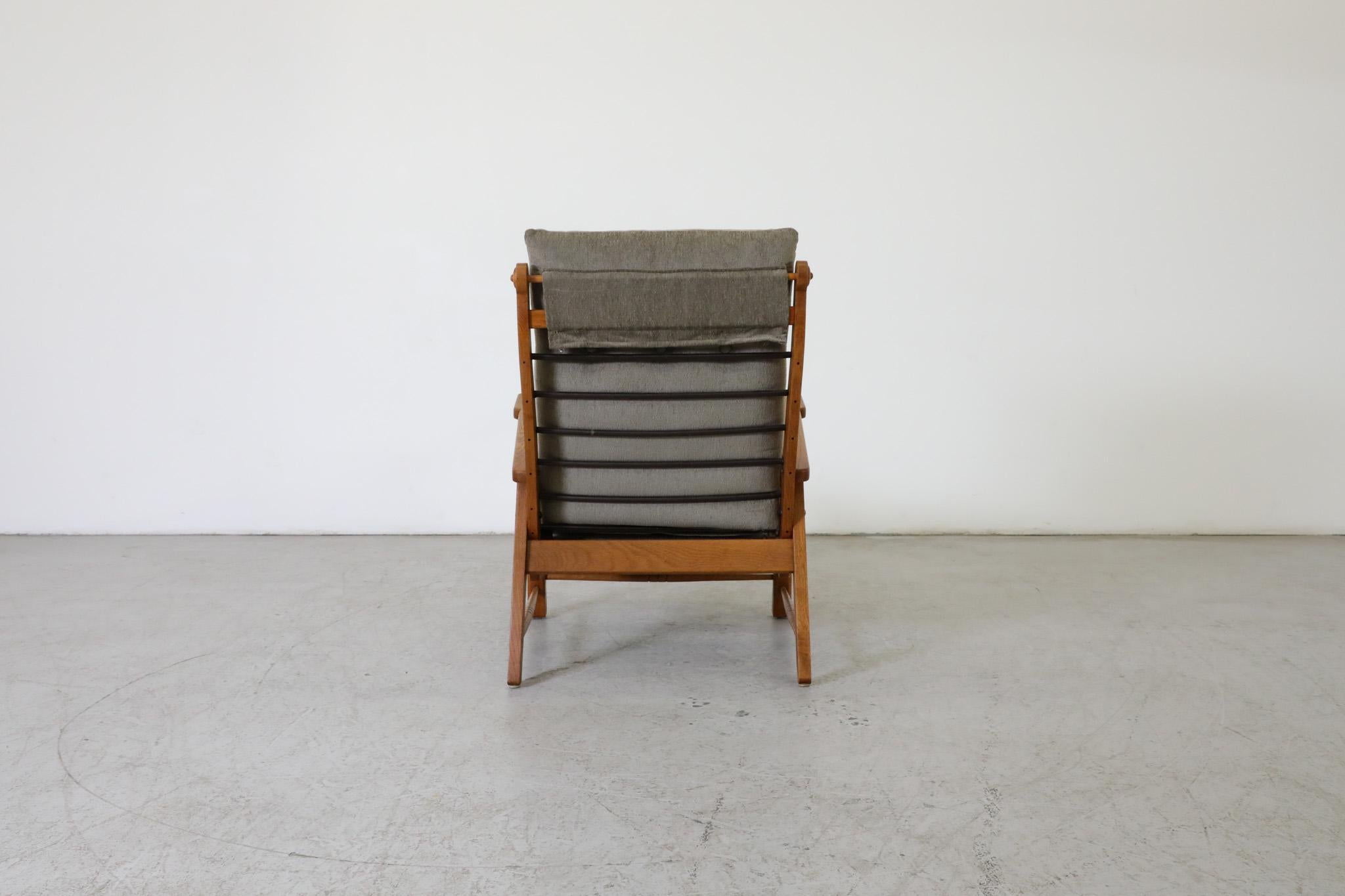 Mid-Century Rob Parry Style Dutch Lounge Chair w/ Oak Frame, Chenille Upholstery For Sale 2