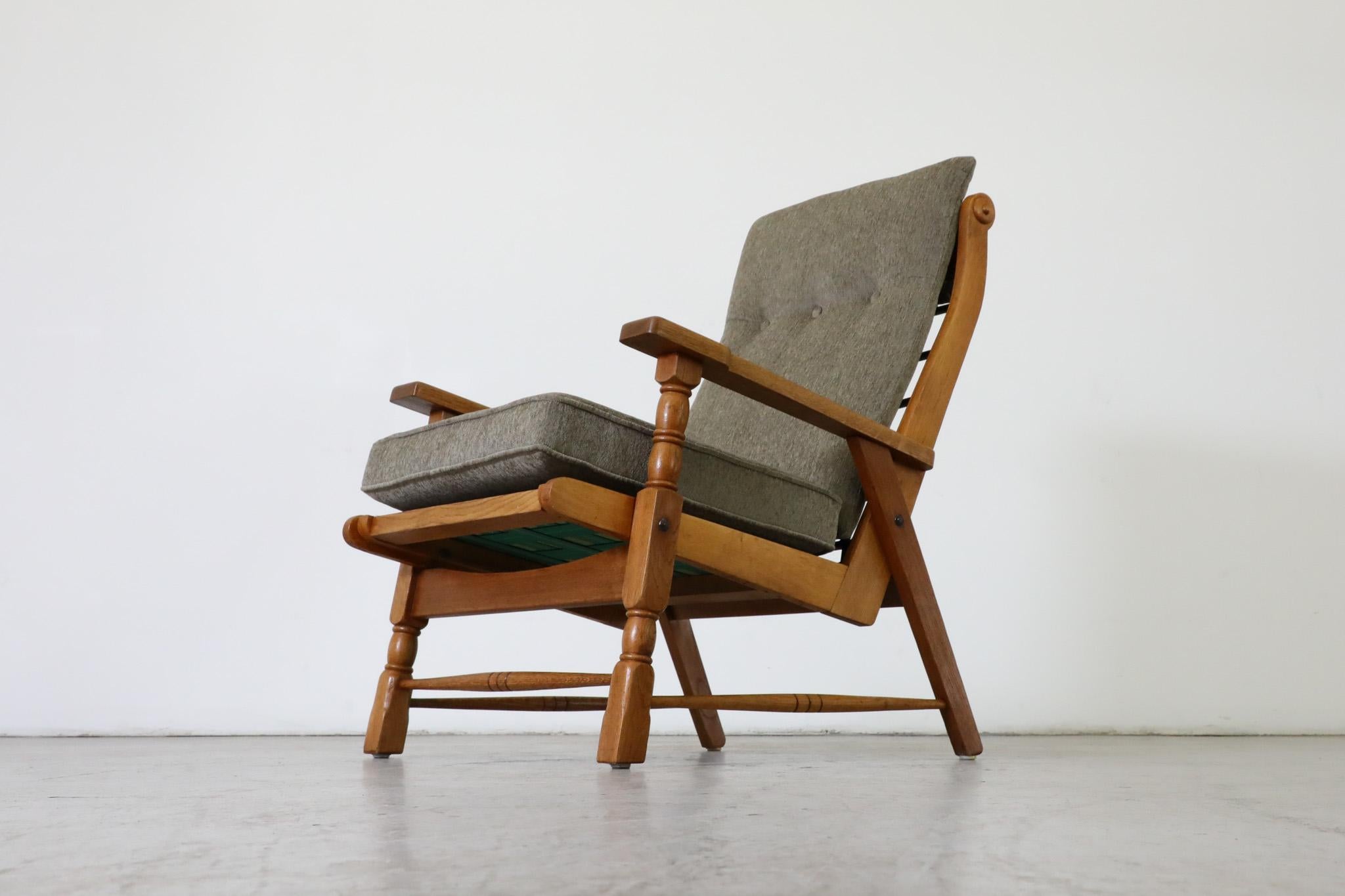 Mid-Century Rob Parry Style Dutch Lounge Chair w/ Oak Frame, Chenille Upholstery For Sale 3